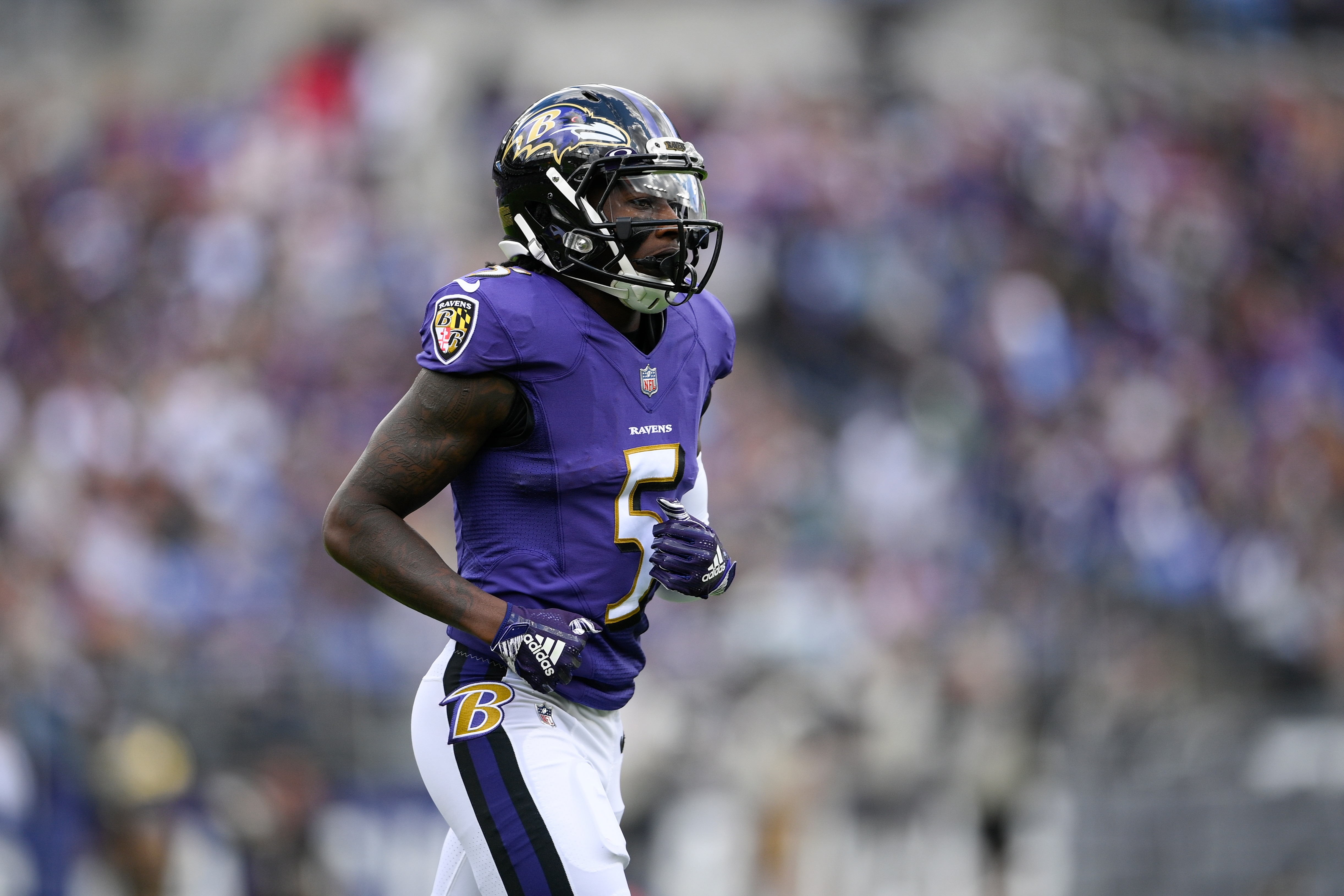 Baltimore Ravens wide receiver Marquise Brown runs a route against the Los Angeles Chargers during the first half of an NFL football game, Sunday, Oct. 17, 2021, in Baltimore. (AP Photo/Nick Wass) Baltimore Ravens wide receiver Marquise Brown runs a route against the Los Angeles Chargers during the first half of an NFL football game, Sunday, Oct. 17, 2021, in Baltimore. (AP Photo/Nick Wass)