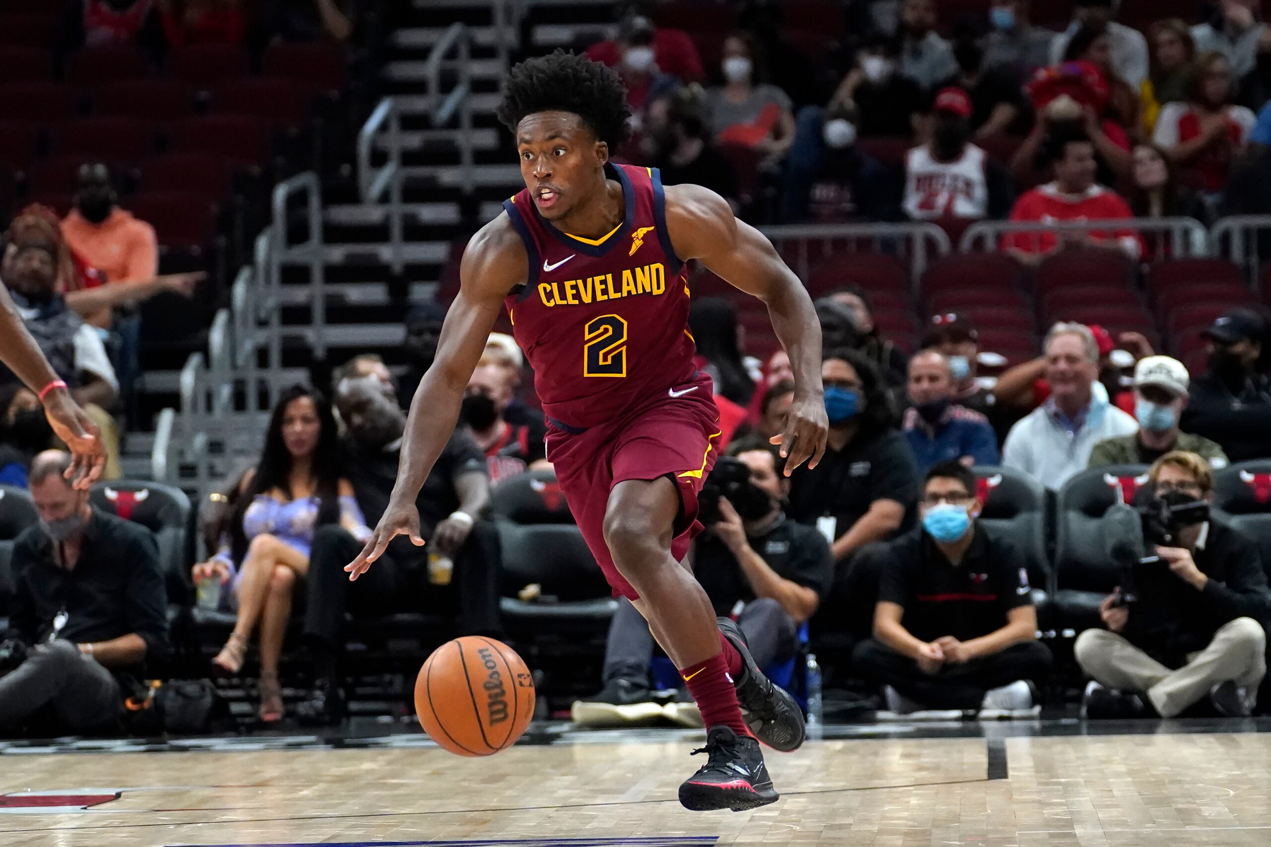 Cleveland Cavaliers' Collin Sexton starts a fast break during an NBA preseason basketball game against the Chicago Bulls Tuesday, Oct. 5, 2021, in Chicago. (AP Photo/Charles Rex Arbogast) Cleveland Cavaliers' Collin Sexton starts a fast break during an NBA preseason basketball game against the Chicago Bulls Tuesday, Oct. 5, 2021, in Chicago. (AP Photo/Charles Rex Arbogast)
