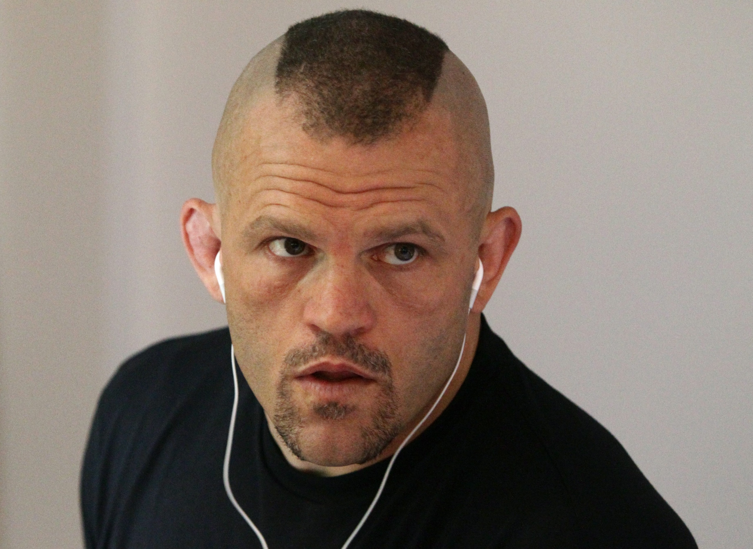Chuck Liddell works out in preparation for his fight against Rory MacDonald at UFC 115 in Vancouver, British Columbia, on Wednesday, June 9, 2010. UFC 115 will be held Saturday in Vancouver. (AP Photo/The Canadian Press, Darryl Dyck)