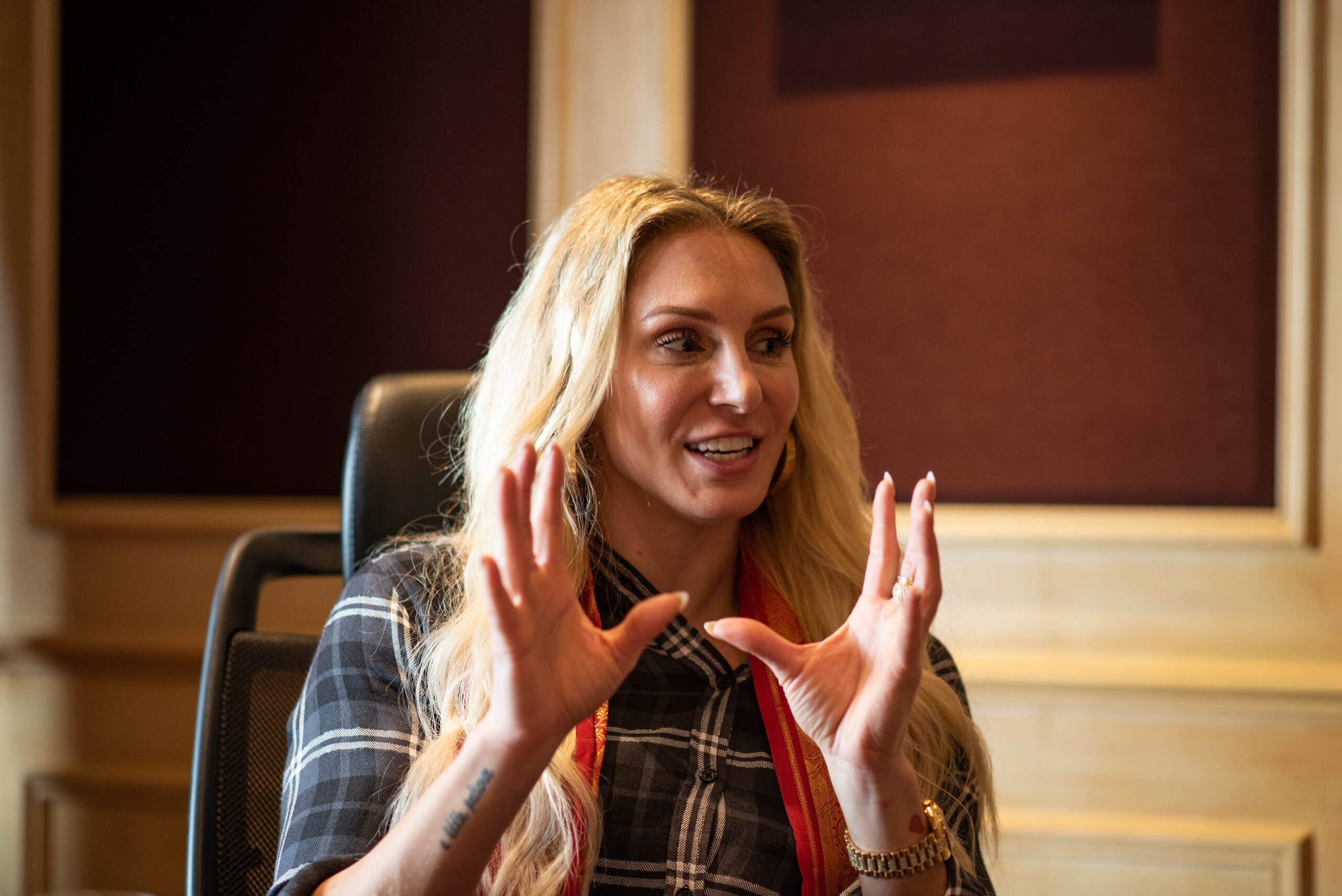 MUMBAI, INDIA - NOVEMBER 14: (EDITORS NOTE: This is an exclusive image of Hindustan Times) WWE Raw womens champion Superstar Charlotte Flair poses during an exclusive interview with HT Café-Hindustan Times, at ITC Maratha, Sahar, n November 14 2019 in Mumbai, India. (Photo by Aalok Soni/Hindustan Times via Getty Images)