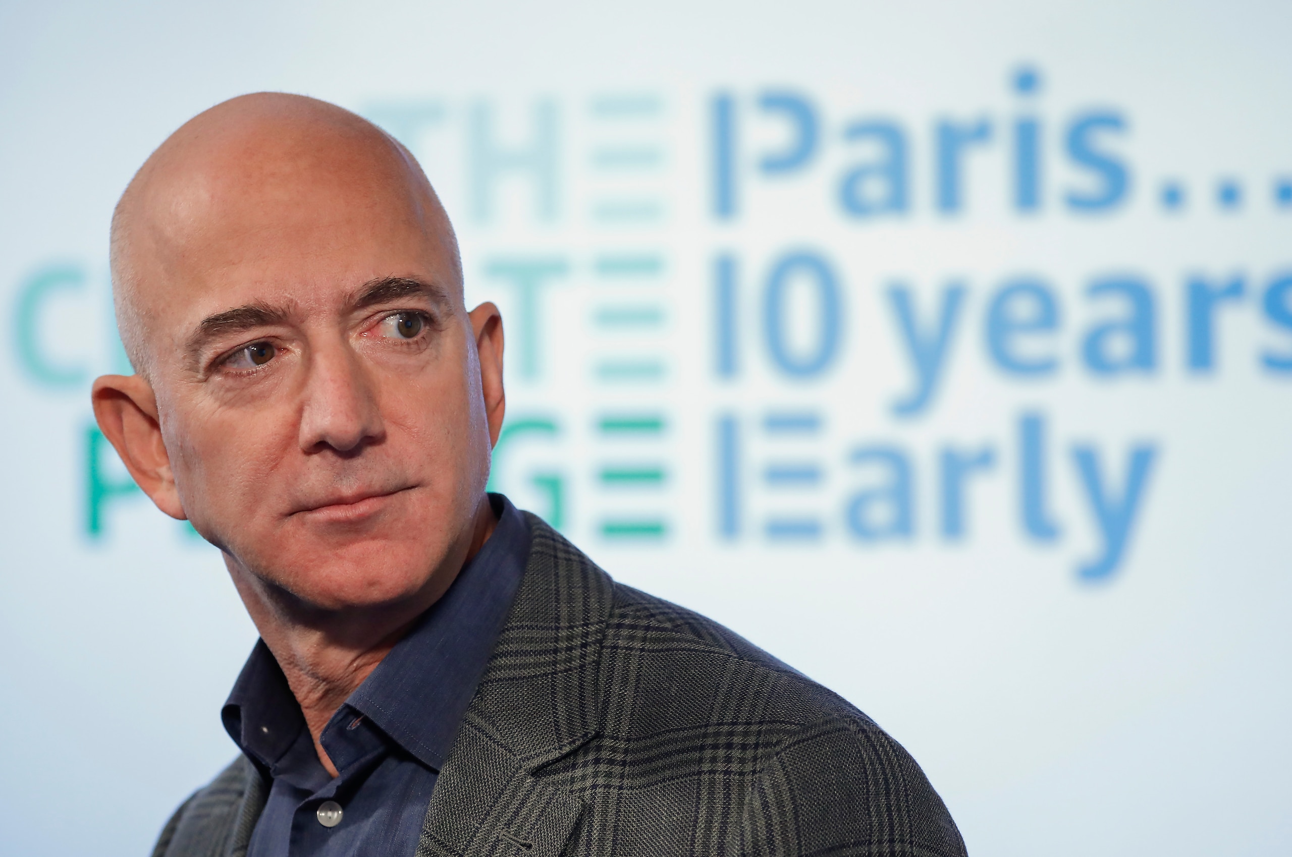 FILE - In this Sept. 19, 2019, file photo, Amazon CEO Jeff Bezos speaks during his news conference at the National Press Club in Washington.  A pledge by nine grantmakers to give $5 billion to conservation efforts that address threats to biodiversity and to help curb climate change is taking a different approach than philanthropy has embraced in the past — one that may require those organizations to do things differently. (AP Photo/Pablo Martinez Monsivais, File)