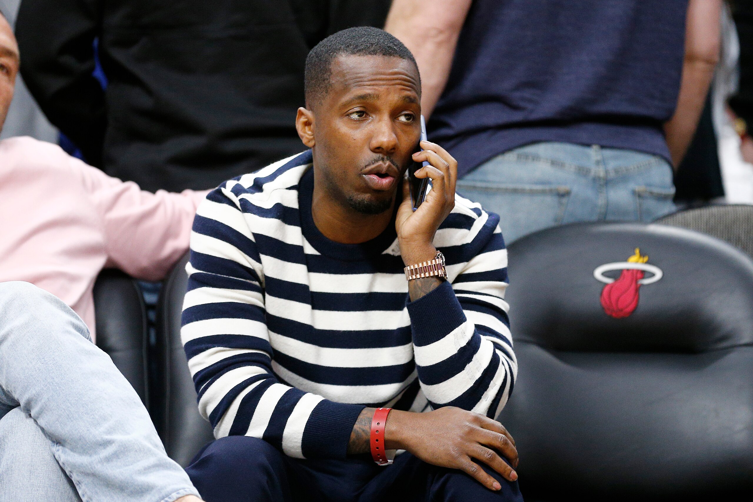 MIAMI, FLORIDA - MARCH 11:  Sports agent Rich Paul looks on after the game between the Miami Heat and the Charlotte Hornets at American Airlines Arena on March 11, 2020 in Miami, Florida. The NBA announced tonight the season has been suspended after a Utah Jazz player preliminary tested positive for the coronavirus. NOTE TO USER: User expressly acknowledges and agrees that, by downloading and/or using this photograph, user is consenting to the terms and conditions of the Getty Images License Agreement. (Photo by Michael Reaves/Getty Images)