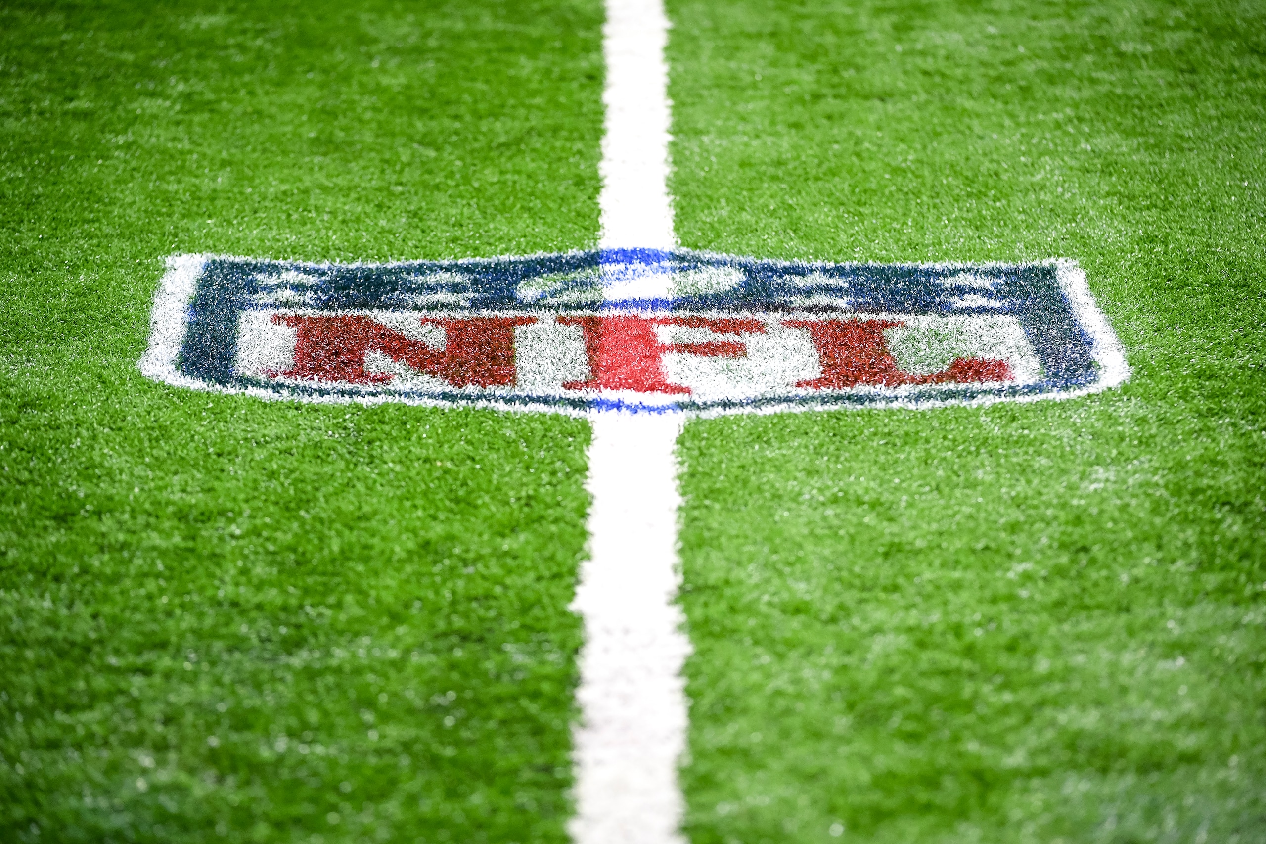 DETROIT, MICHIGAN - OCTOBER 17: The NFL logo is pictured before the game between the Detroit Lions and Cincinnati Bengals at Ford Field on October 17, 2021 in Detroit, Michigan. (Photo by Nic Antaya/Getty Images) DETROIT, MICHIGAN - OCTOBER 17: The NFL logo is pictured before the game between the Detroit Lions and Cincinnati Bengals at Ford Field on October 17, 2021 in Detroit, Michigan. (Photo by Nic Antaya/Getty Images)
