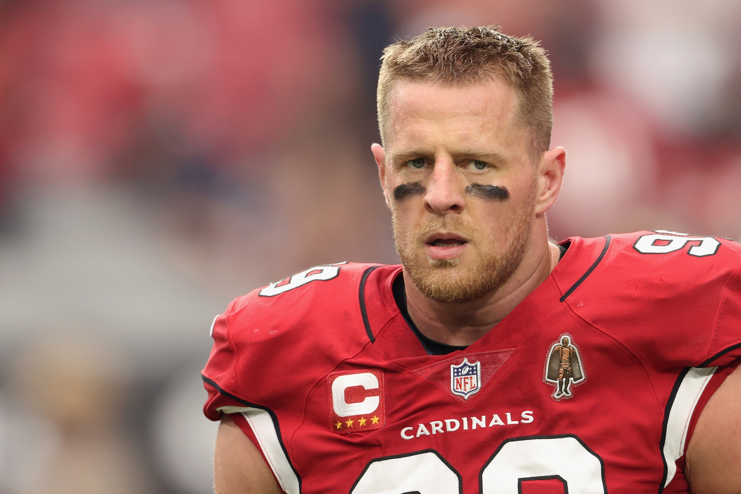 GLENDALE, ARIZONA - OCTOBER 24: Defensive end J.J. Watt #99 of the Arizona Cardinals on the field during the NFL game at State Farm Stadium on October 24, 2021 in Glendale, Arizona.  The Cardinals defeated the Texans 31-5.  (Photo by Christian Petersen/Getty Images)