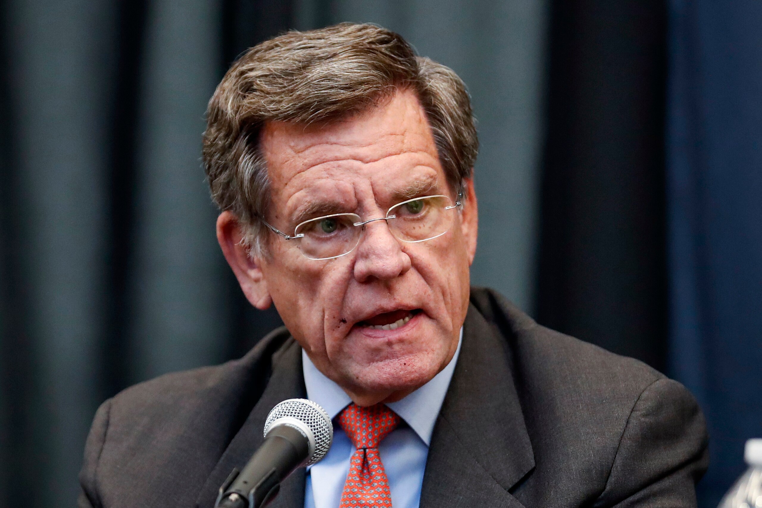 FILE - In this Nov. 6, 2018, file photo, Chicago Blackhawks Chairman Rocky Wirtz speaks during an NHL hockey press conference in Chicago. The Blackhawks are holding a briefing Tuesday, Oct. 26, 2021, to discuss the findings of an investigation into allegations that an assistant coach sexually assaulted a player in 2010. Team owner Rocky Wirtz, CEO Danny Wirtz and former federal prosecutor Reid Schar, who ran the investigation, are scheduled to speak. (AP Photo/Kamil Krzaczynski, File)
