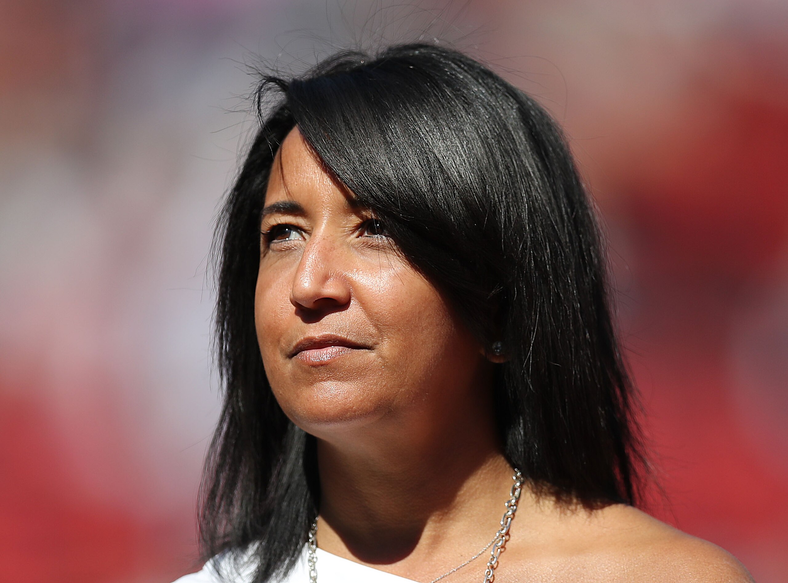 BOSTON - SEPTEMBER 19: Boston Red Sox Senior Vice President, Major and Minor League Operations Raquel Ferreira is pictured at the game. The Boston Red Sox host the San Francisco Giants in a regular season MLB baseball game at Fenway Park in Boston on Sep. 19, 2019. (Photo by John Tlumacki/The Boston Globe via Getty Images)
