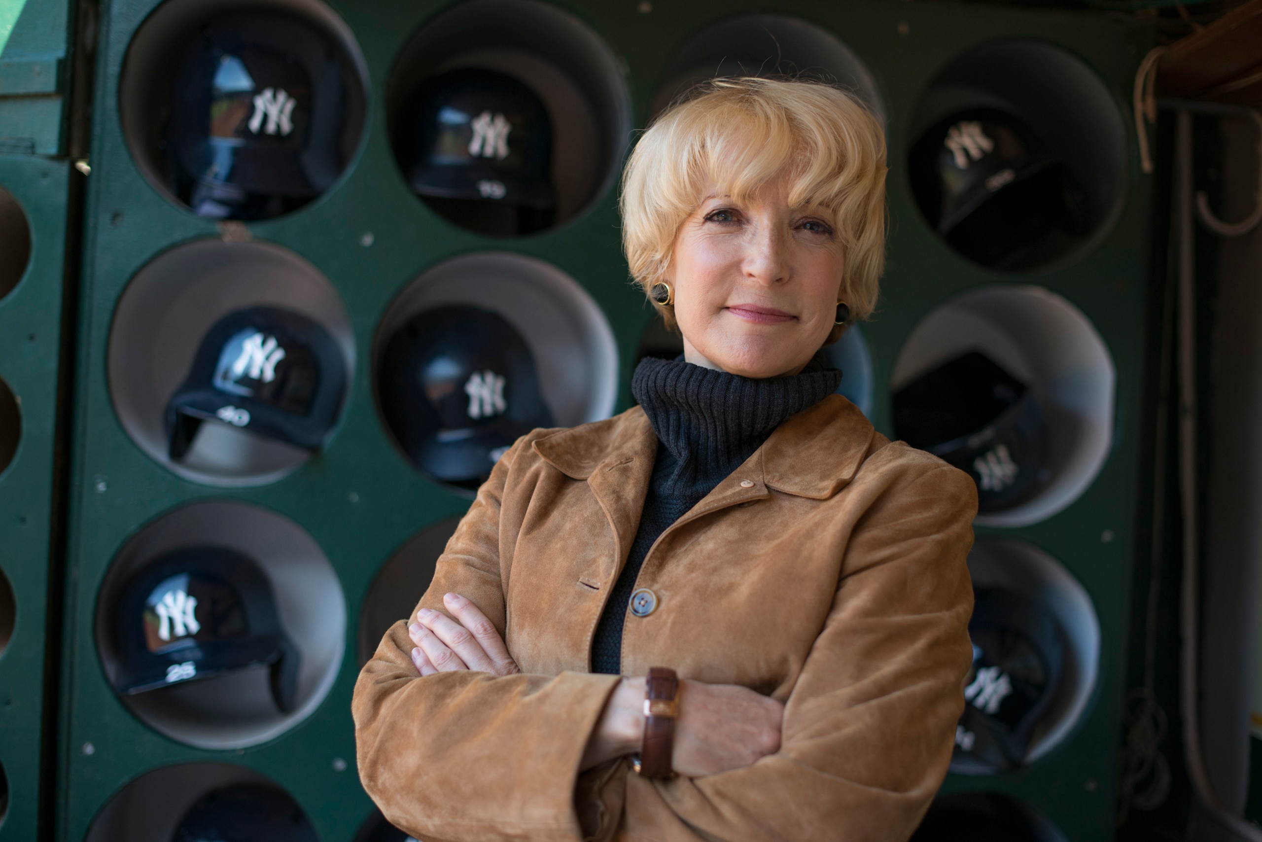 Jean Afterman, vice president and assistant general manager for the New York Yankees, stands for a photograph following an interview at O.co Coliseum in Oakland, California, U.S., on Wednesday, June 12, 2013. Afterman was named assistant general manager by the Yankees in 2001, making her the third woman to hold the position in Major League Baseball (MLB) history and the second with the Yankees. Photographer: David Paul Morris/Bloomberg via Getty Images 