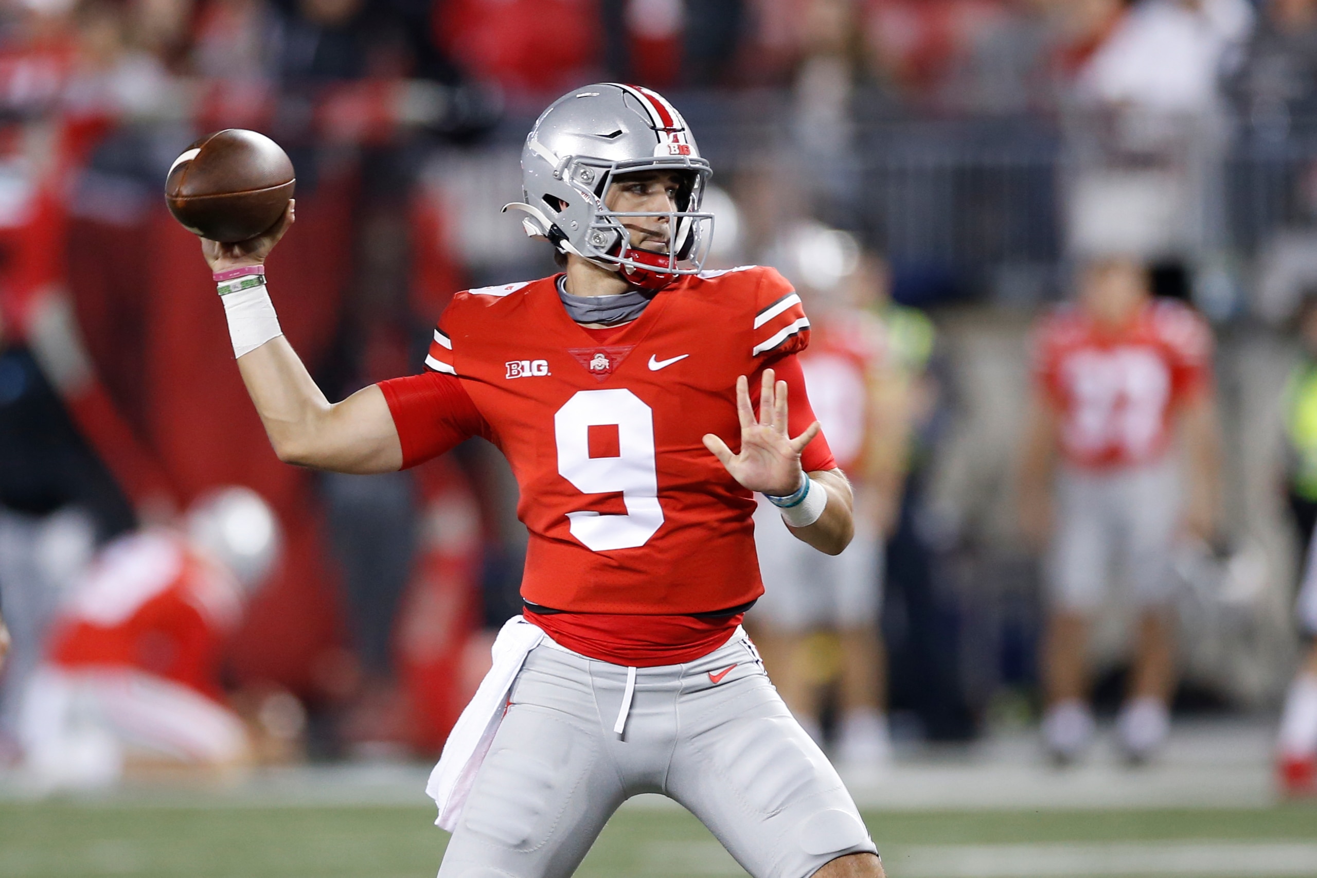 Ohio State quarterback Jack Miller plays against Akron during an NCAA college football game Saturday, Sept. 25, 2021, in Columbus, Ohio. (AP Photo/Jay LaPrete)