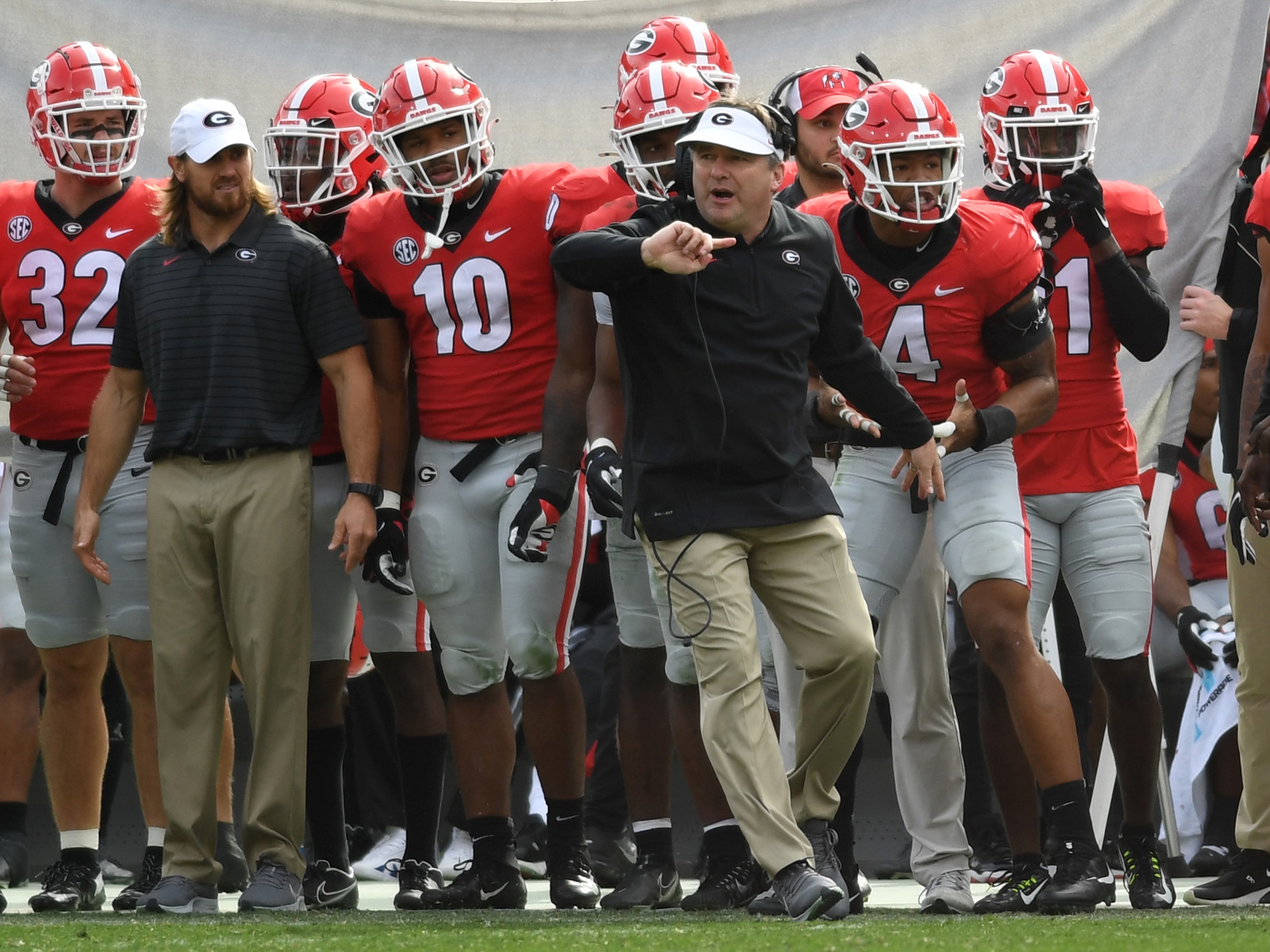 ATHENS, GA - NOVEMBER 06: Georgia Bulldogs Head Coach Kirby Smart during the college football game between the Missouri Tigers and the Georgia Bulldogs on November 06, 2021, at Sanford Stadium in Athens, GA.(Photo by Jeffrey Vest/Icon Sportswire via Getty Images)