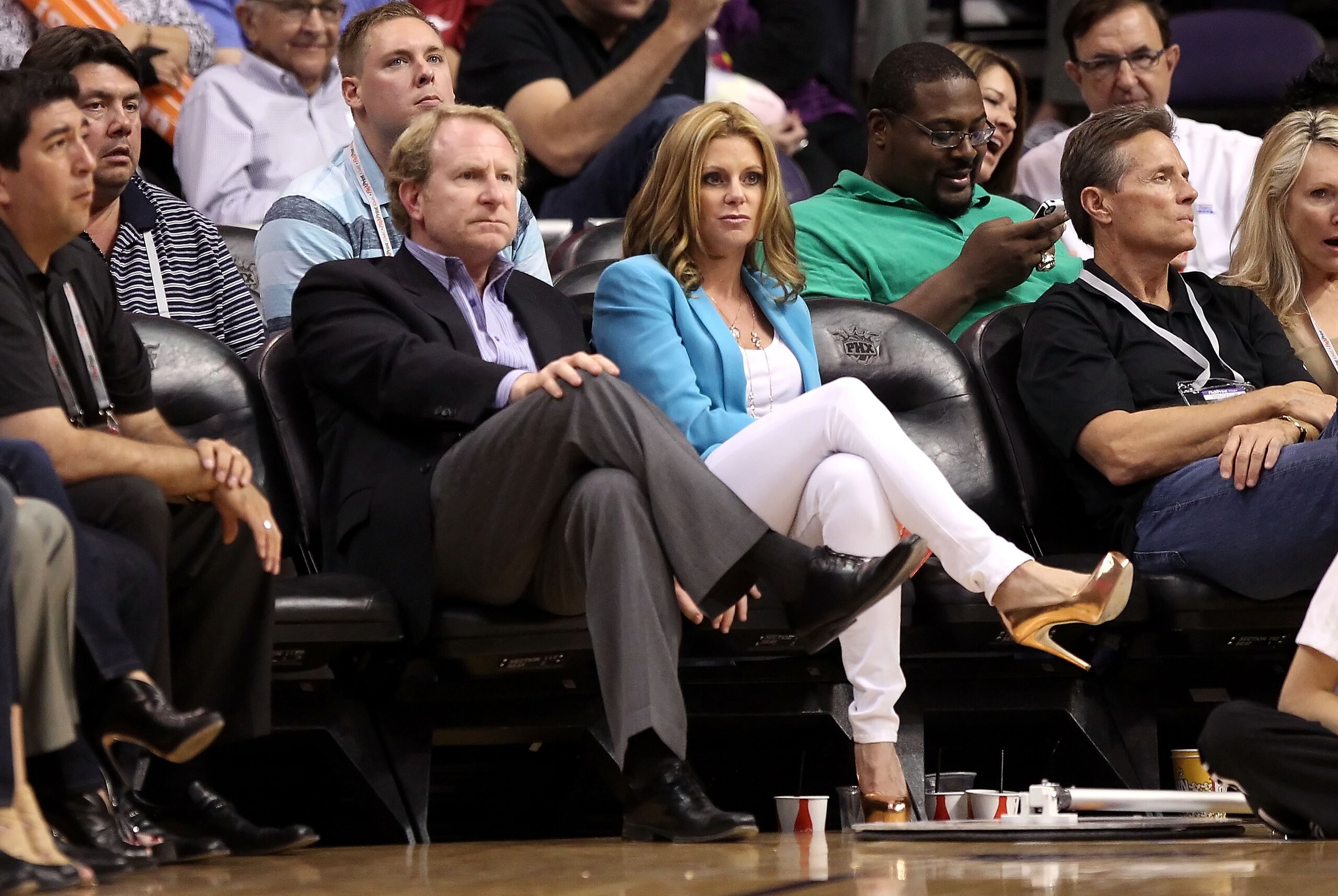 PHOENIX, AZ - APRIL 25:  Owner Robert Sarver of the Phoenix Suns and wife Penny, watch the NBA game against the San Antonio Spurs at US Airways Center on April 25, 2012 in Phoenix, Arizona.  The Spurs defeated the Suns 110-106. NOTE TO USER: User expressly acknowledges and agrees that, by downloading and or using this photograph, User is consenting to the terms and conditions of the Getty Images License Agreement.  (Photo by Christian Petersen/Getty Images) 
