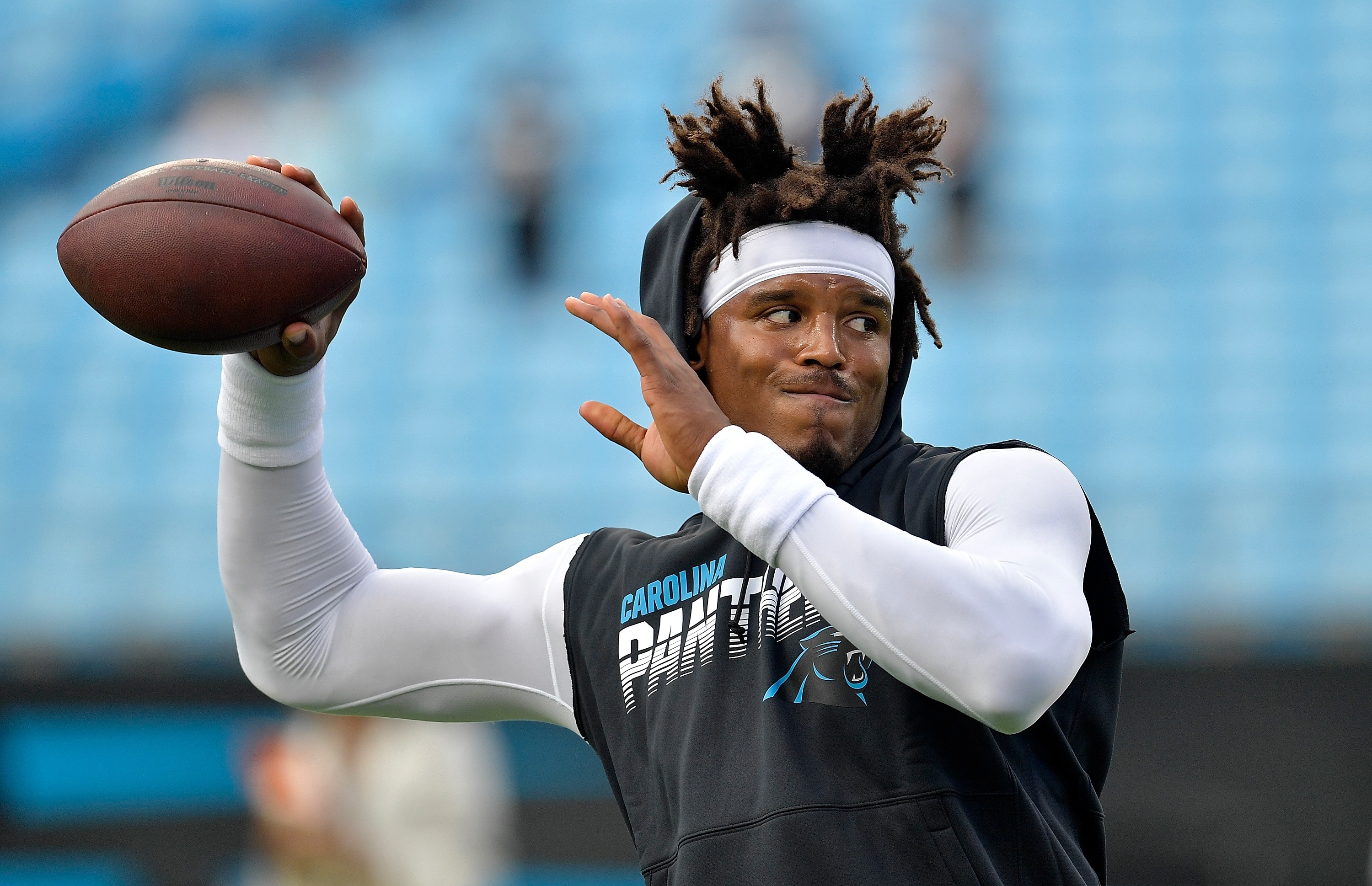 CHARLOTTE, NORTH CAROLINA - SEPTEMBER 12: Cam Newton #1 of the Carolina Panthers against the Tampa Bay Buccaneers during the first quarter of their game at Bank of America Stadium on September 12, 2019 in Charlotte, North Carolina. (Photo by Grant Halverson/Getty Images) CHARLOTTE, NORTH CAROLINA - SEPTEMBER 12: Cam Newton #1 of the Carolina Panthers against the Tampa Bay Buccaneers during the first quarter of their game at Bank of America Stadium on September 12, 2019 in Charlotte, North Carolina. (Photo by Grant Halverson/Getty Images)