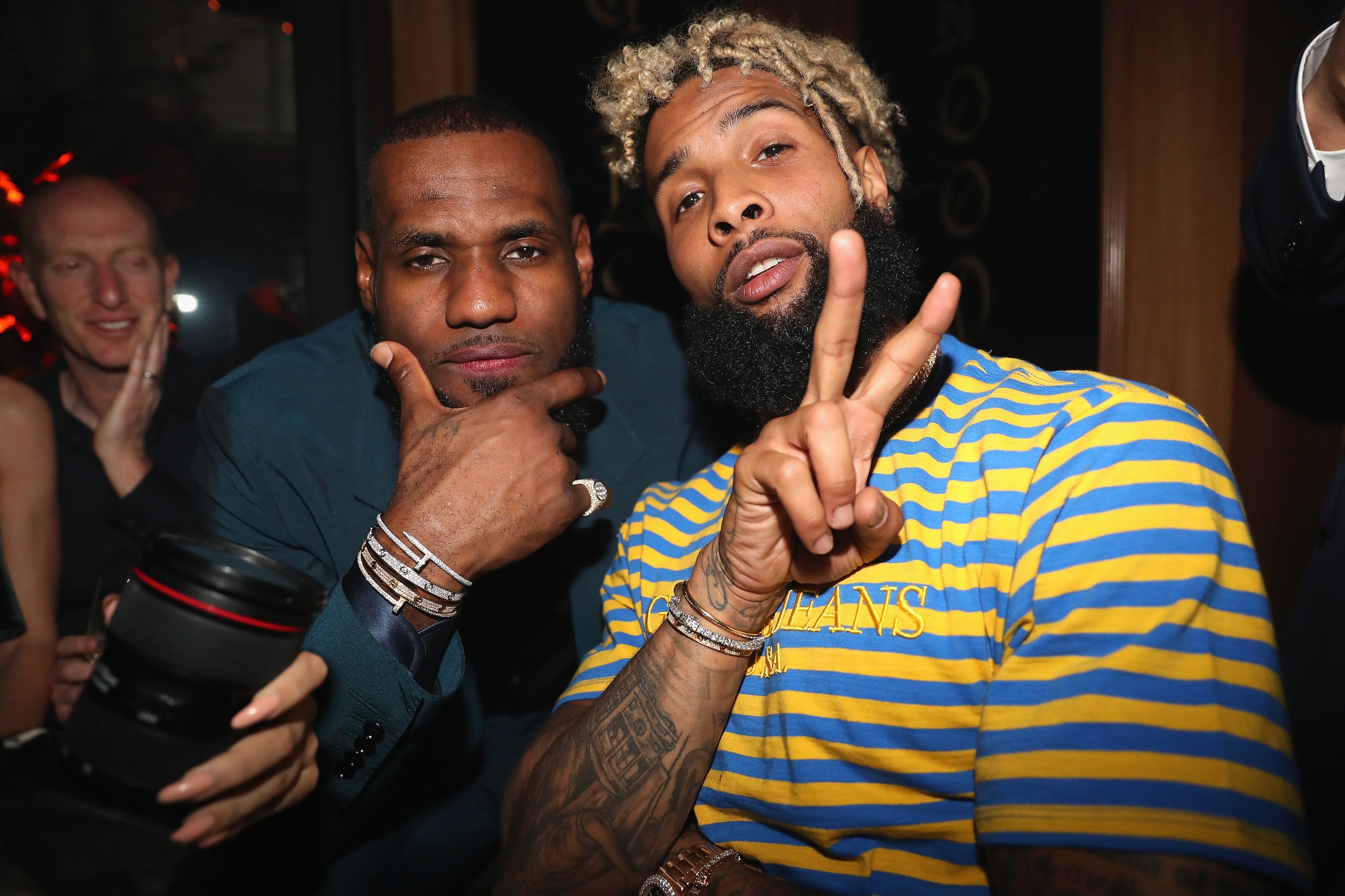 LOS ANGELES, CA - FEBRUARY 17:  LeBron James (L) and Odell Beckham Jr. attend as Remy Martin presents Beats Party on February 17, 2018 in Los Angeles, California.  (Photo by Johnny Nunez/Getty Images for Remy Martin)