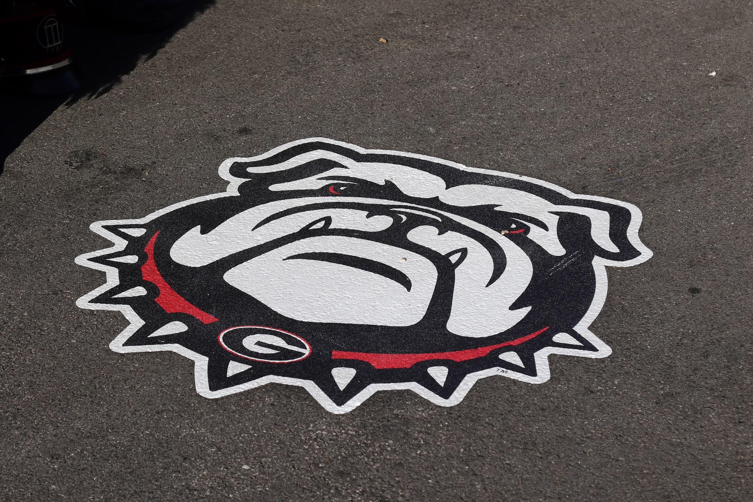 ATHENS, GA - SEPTEMBER 21: A general view of the Georgia Bulldog logo at the game between the Georgia Bulldogs and the Notre Dame Fighting Irish on September 21, 2019 at Sanford Stadium in Athens, Georgia. (Photo by Michael Wade/Icon Sportswire via Getty Images) ATHENS, GA - SEPTEMBER 21: A general view of the Georgia Bulldog logo at the game between the Georgia Bulldogs and the Notre Dame Fighting Irish on September 21, 2019 at Sanford Stadium in Athens, Georgia. (Photo by Michael Wade/Icon Sportswire via Getty Images)