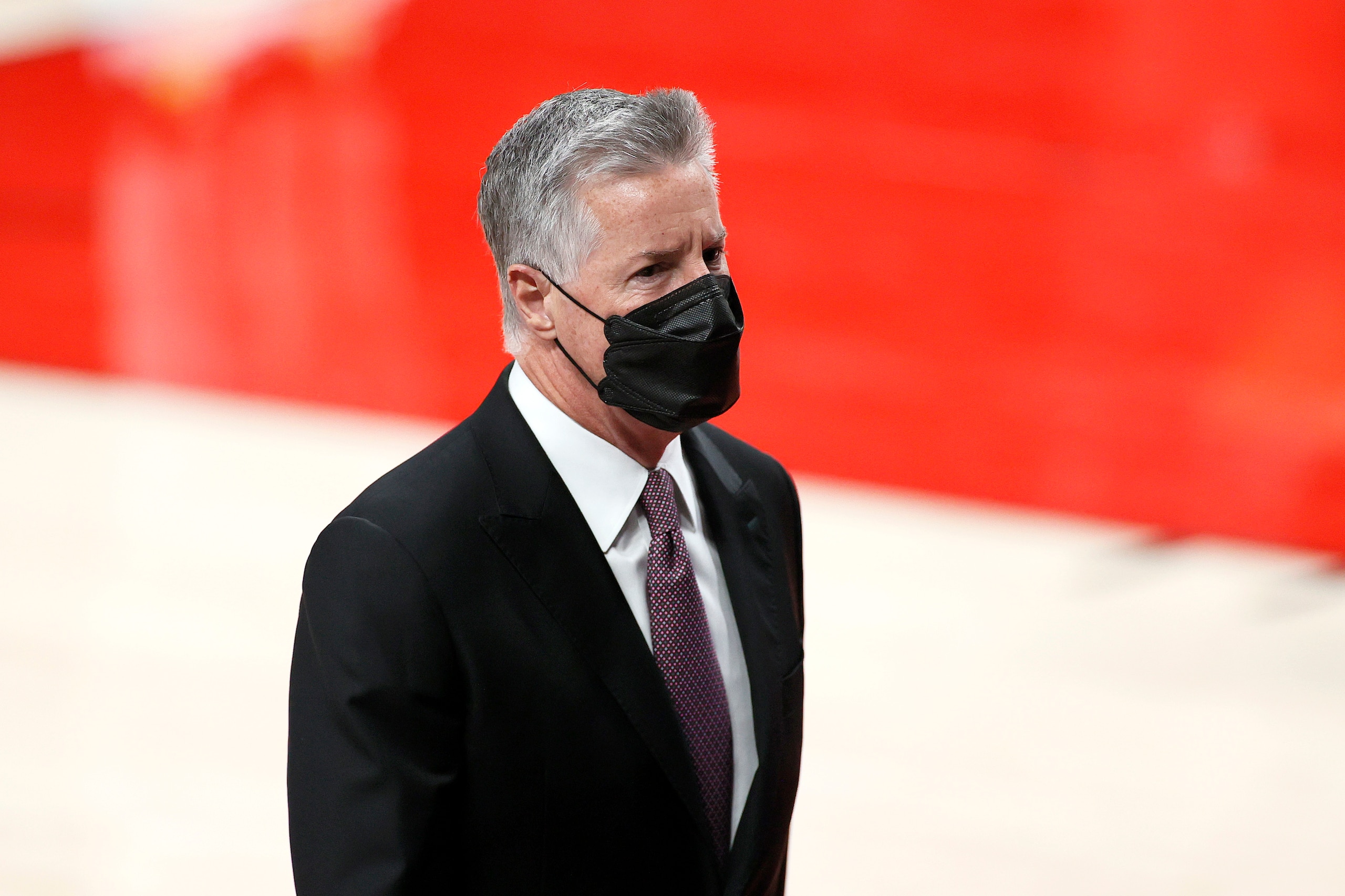 PORTLAND, OREGON - MAY 29: General Manager Neil Olshey of the Portland Trail Blazers looks on before the game against the Denver Nuggets at Moda Center on May 29, 2021 in Portland, Oregon. NOTE TO USER: User expressly acknowledges and agrees that, by downloading and or using this photograph, User is consenting to the terms and conditions of the Getty Images License Agreement. (Photo by Steph Chambers/Getty Images)