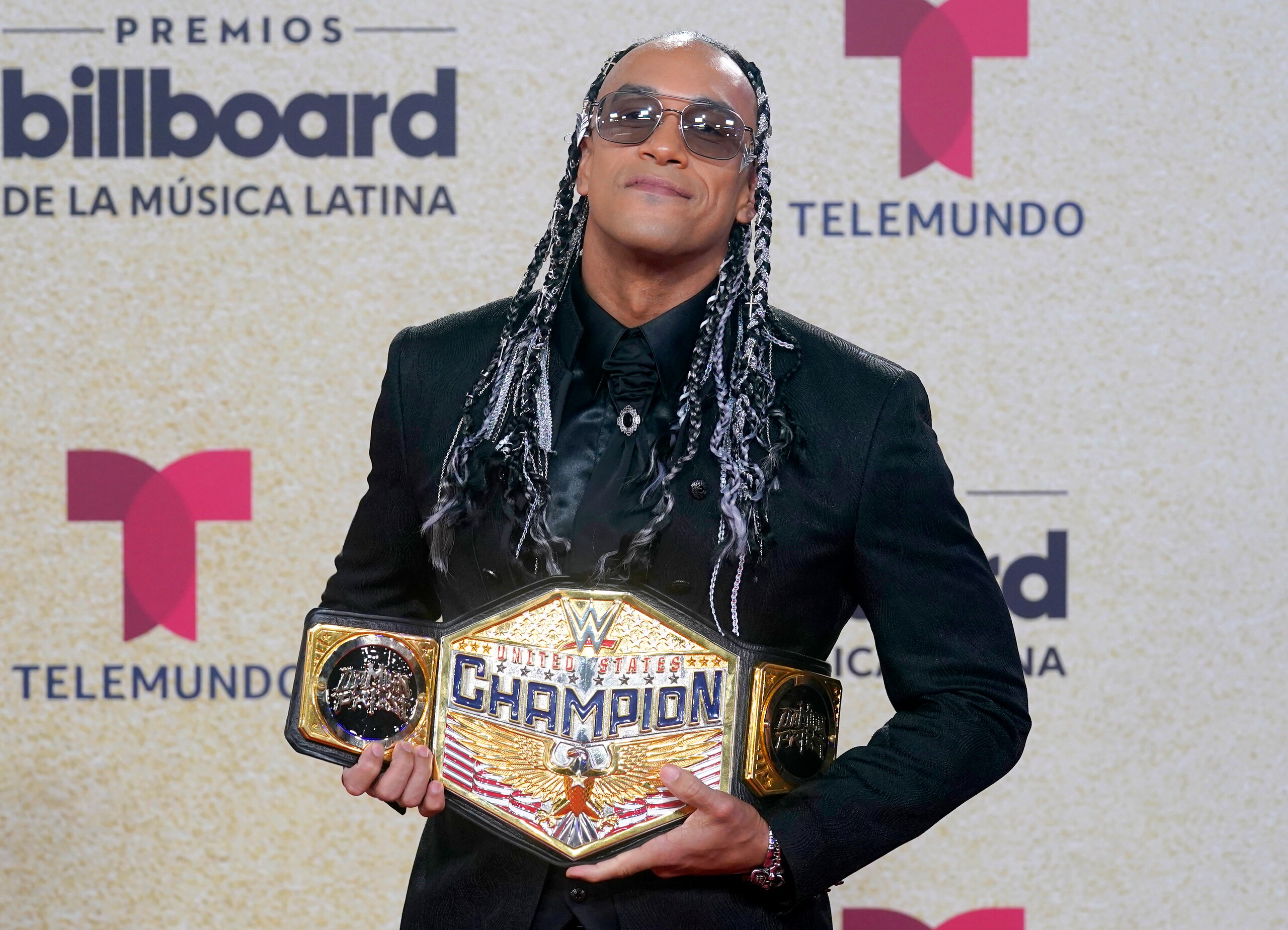 Damian Priest arrives at the Billboard Latin Music Awards on Thursday, Sept. 23, 2021, at the Watsco Center in Coral Gables, Fla. (AP Photo/Marta Lavandier)
