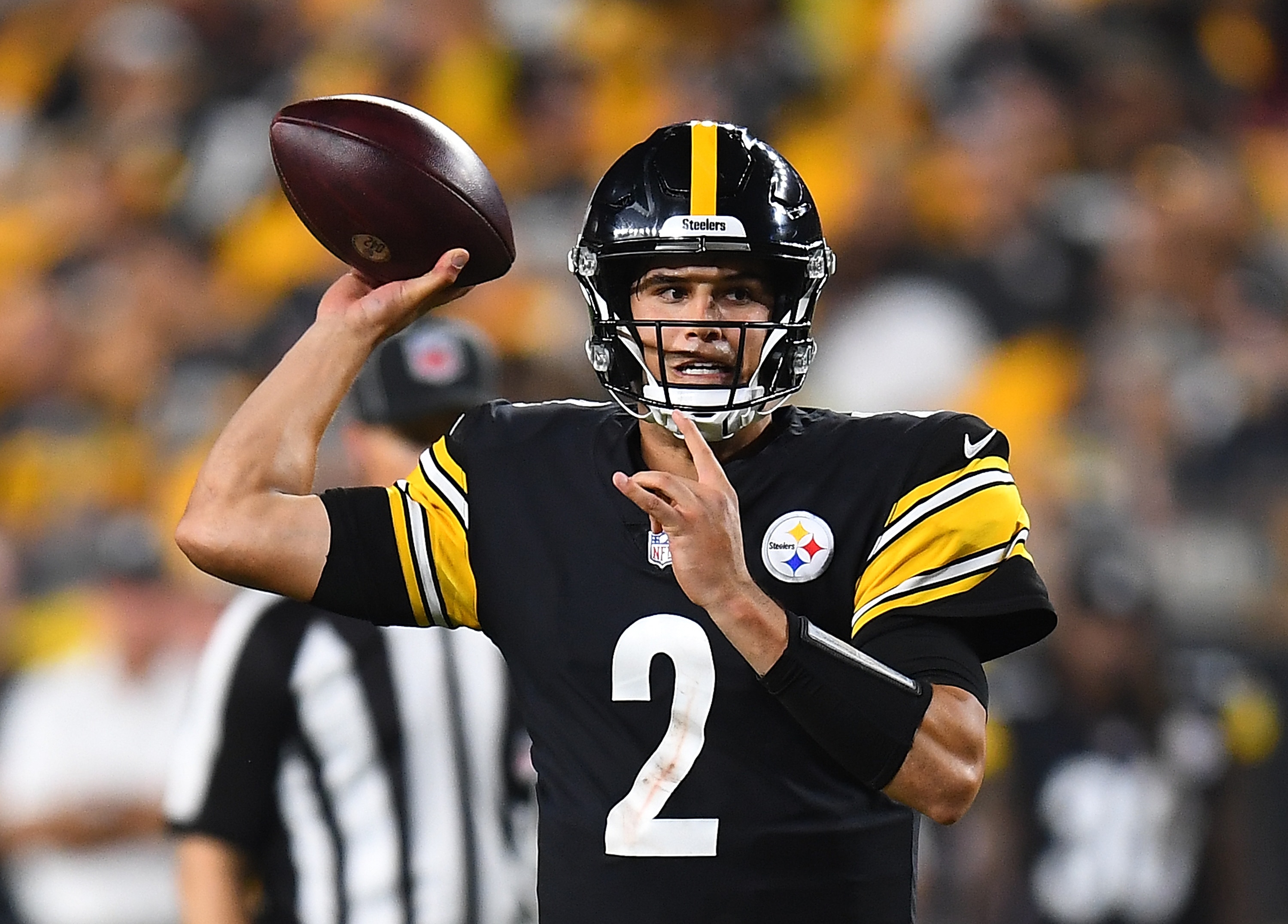 PITTSBURGH, PA - AUGUST 21: Mason Rudolph #2 of the Pittsburgh Steelers throws a pass during the third quarter against the Detroit Lions at Heinz Field on August 21, 2021 in Pittsburgh, Pennsylvania. (Photo by Joe Sargent/Getty Images) PITTSBURGH, PA - AUGUST 21: Mason Rudolph #2 of the Pittsburgh Steelers throws a pass during the third quarter against the Detroit Lions at Heinz Field on August 21, 2021 in Pittsburgh, Pennsylvania. (Photo by Joe Sargent/Getty Images)