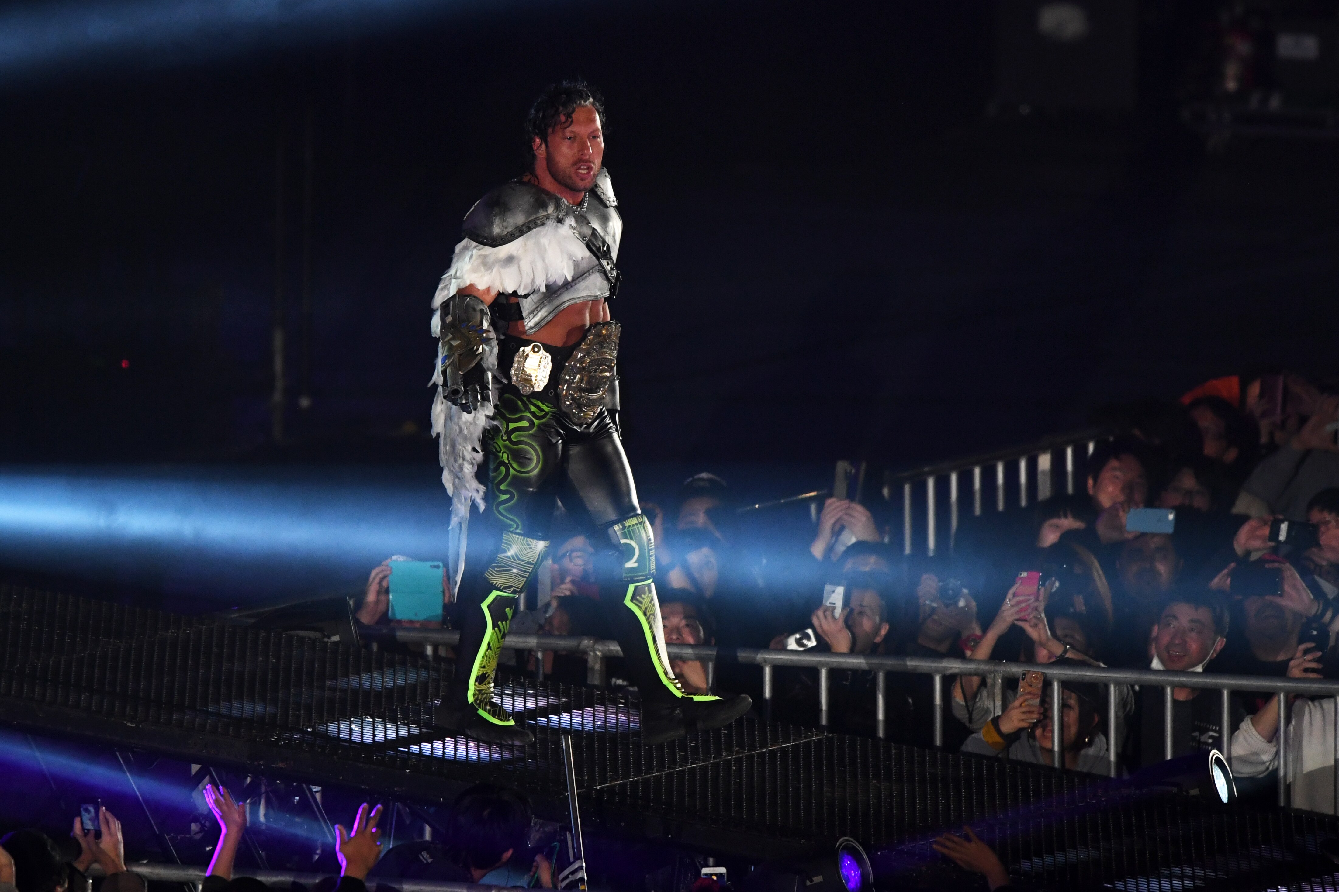 TOKYO, JAPAN - JANUARY 04: Kenny Omega enters the ring prior to the IWGP Heavyweight Championship bout during Wrestle Kingdom 13 of New Japan Pro-Wrestling at Tokyo Dome on January 4, 2019 in Tokyo, Japan. (Photo by Etsuo Hara/Getty Images) TOKYO, JAPAN - JANUARY 04: Kenny Omega enters the ring prior to the IWGP Heavyweight Championship bout during Wrestle Kingdom 13 of New Japan Pro-Wrestling at Tokyo Dome on January 4, 2019 in Tokyo, Japan. (Photo by Etsuo Hara/Getty Images)
