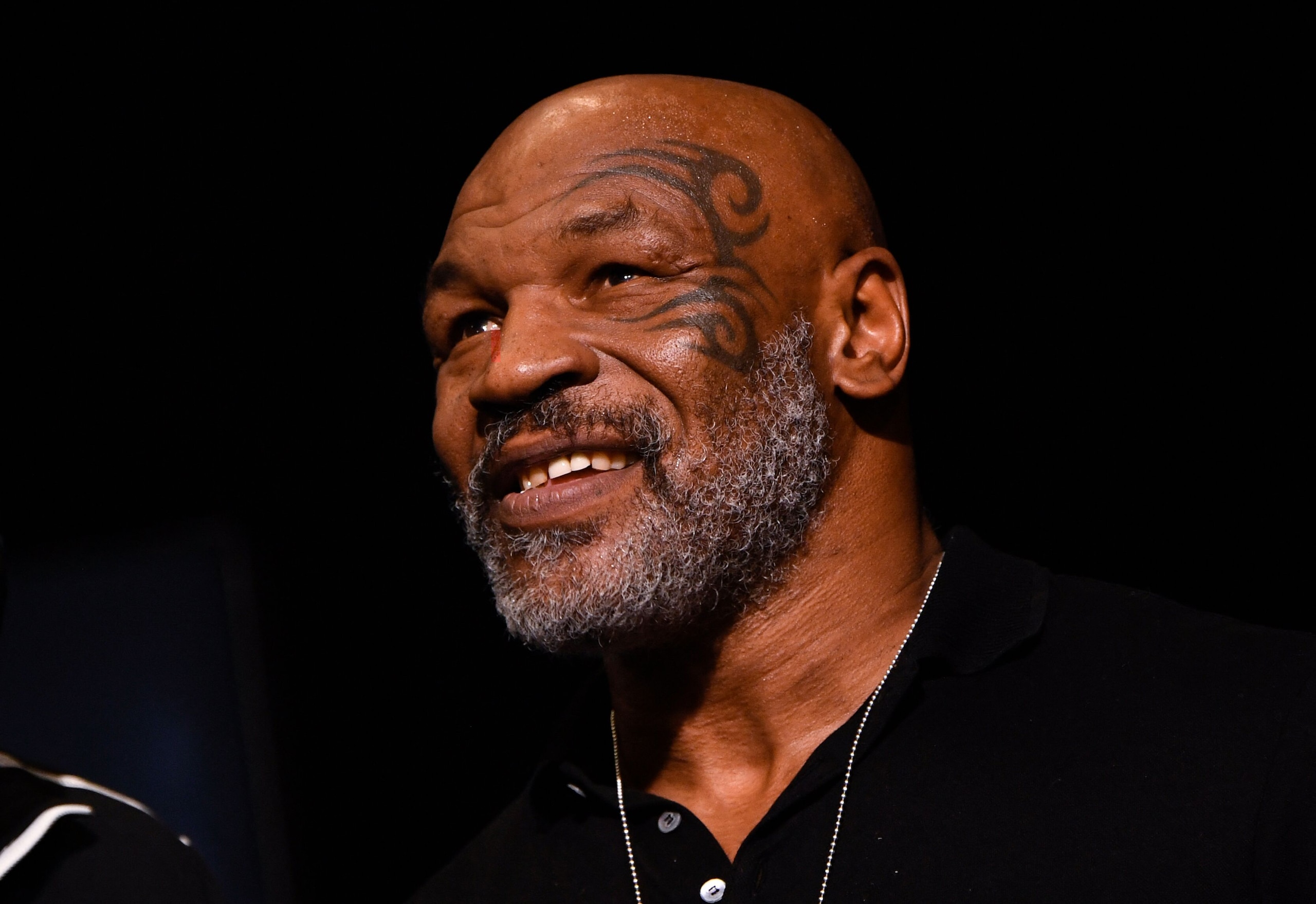 Mike Tyson attends the weigh-in for boxers Canelo Alvarez and Caleb Plant on November 5, 2021 at MGM Grand Garden Arena in Las Vegas, Nevada. - Canelo and Alvarez will fight Saturday November 6 at MGM Grand Garden Arena. (Photo by Patrick T. FALLON / AFP) (Photo by PATRICK T. FALLON/AFP via Getty Images)