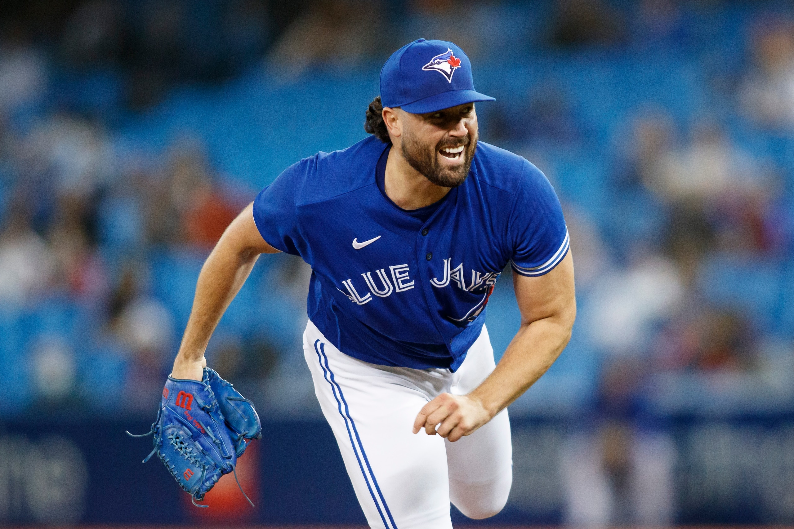 TORONTO, ON - SEPTEMBER 30: Robbie Ray #38 of the Toronto Blue Jays pitches in the first inning of their MLB game against the New York Yankees at Rogers Centre on September 30, 2021 in Toronto, Ontario. (Photo by Cole Burston/Getty Images)