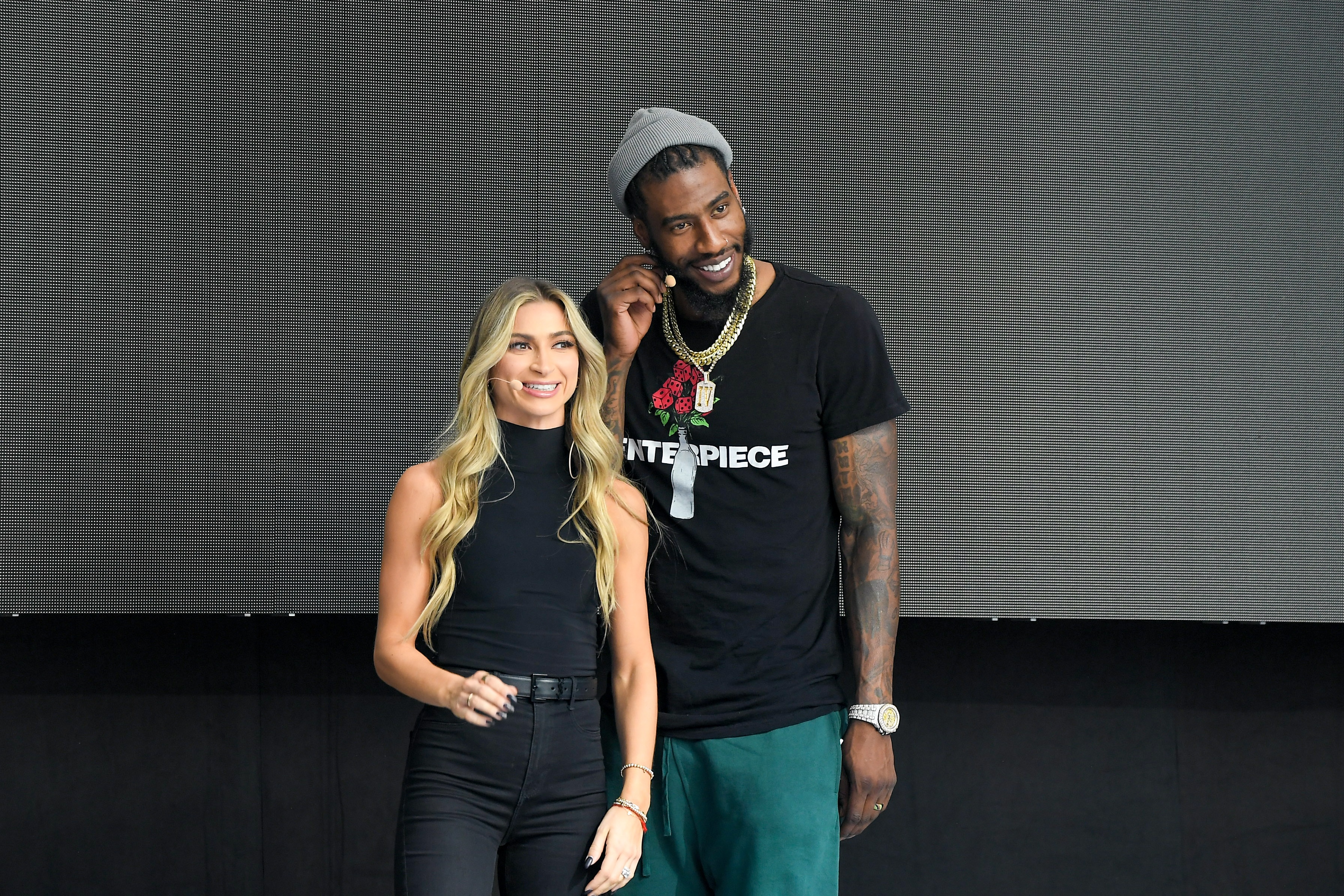 LOS ANGELES, CALIFORNIA - NOVEMBER 13: (L-R) Daniella Karagach and Iman Shumpert speak during the Dancing With the Stars of ‘Dancing With the Stars’ panel at Vulture Festival 2021 at The Hollywood Roosevelt on November 13, 2021 in Los Angeles, California. (Photo by Charley Gallay/Getty Images for Vulture)