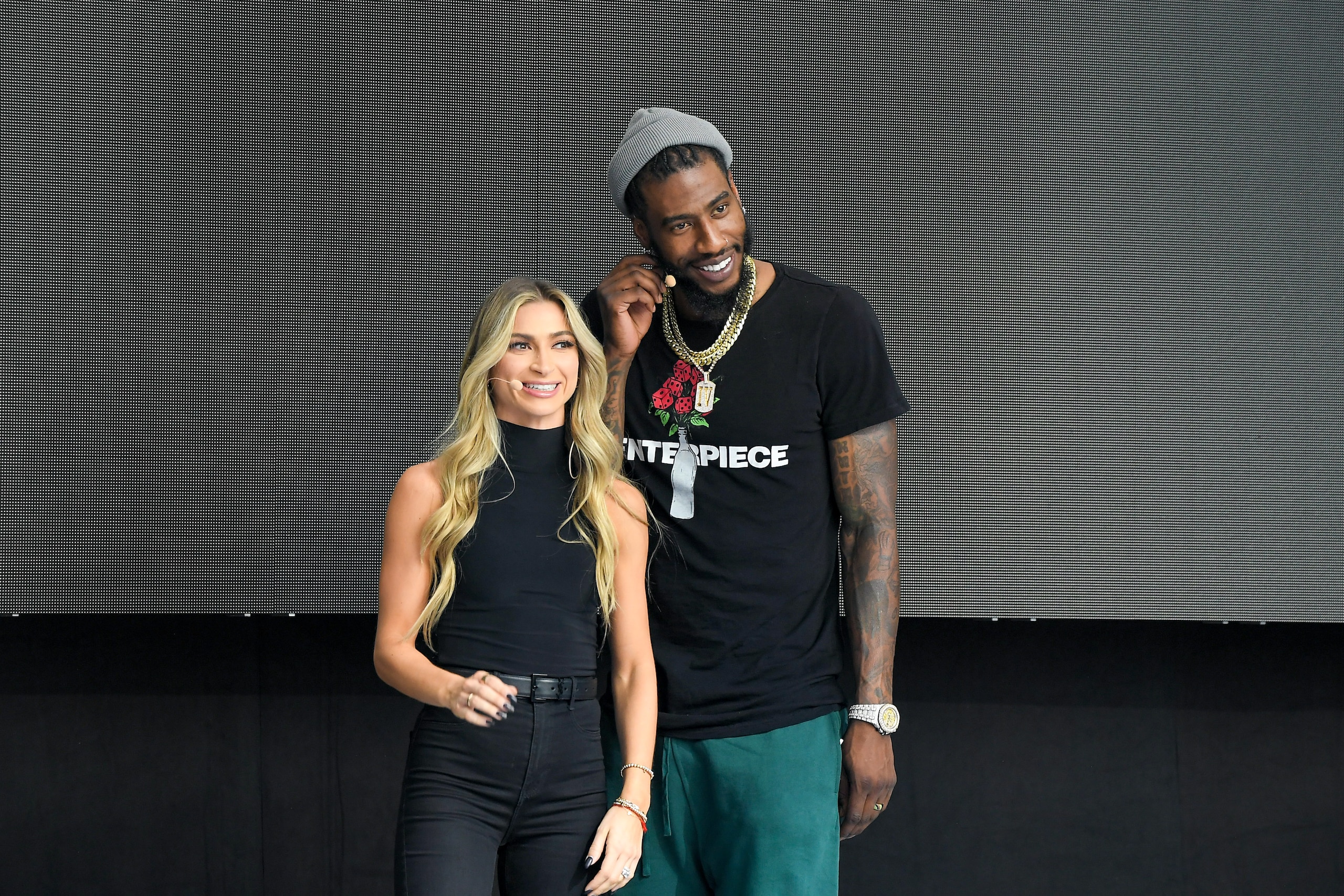 LOS ANGELES, CALIFORNIA - NOVEMBER 13: (L-R) Daniella Karagach and Iman Shumpert speak during the Dancing With the Stars of ‘Dancing With the Stars’ panel at Vulture Festival 2021 at The Hollywood Roosevelt on November 13, 2021 in Los Angeles, California. (Photo by Charley Gallay/Getty Images for Vulture)