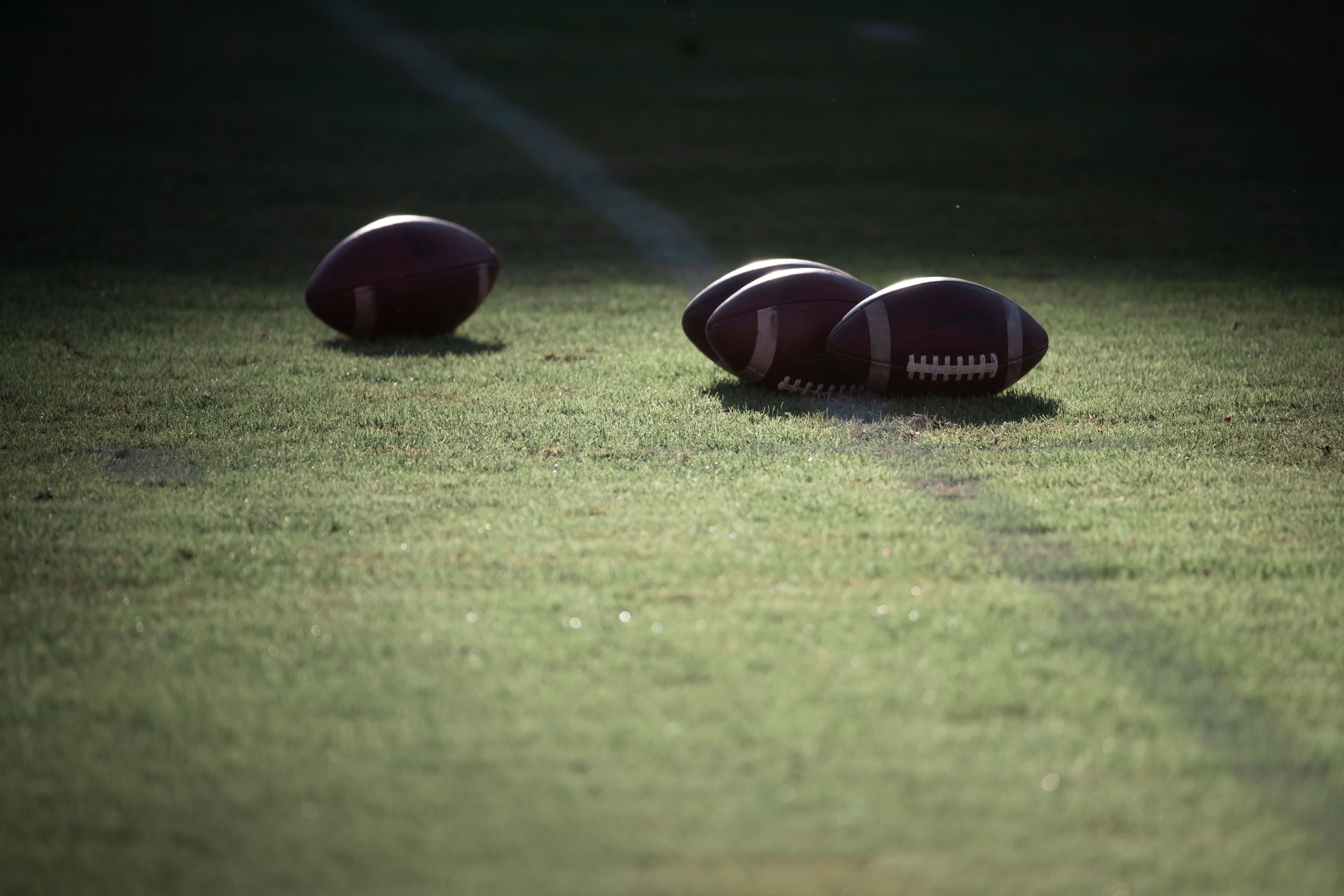 PALO ALTO, CA - NOVEMBER 20:  A detail view of footballs on the field at Stanford Stadium before the 124th Big Game between the Stanford Cardinal and the California Golden Bears played on November 20, 2021 at Stanford Stadium in Palo Alto, California.  (Photo by David Madison/Getty Images)