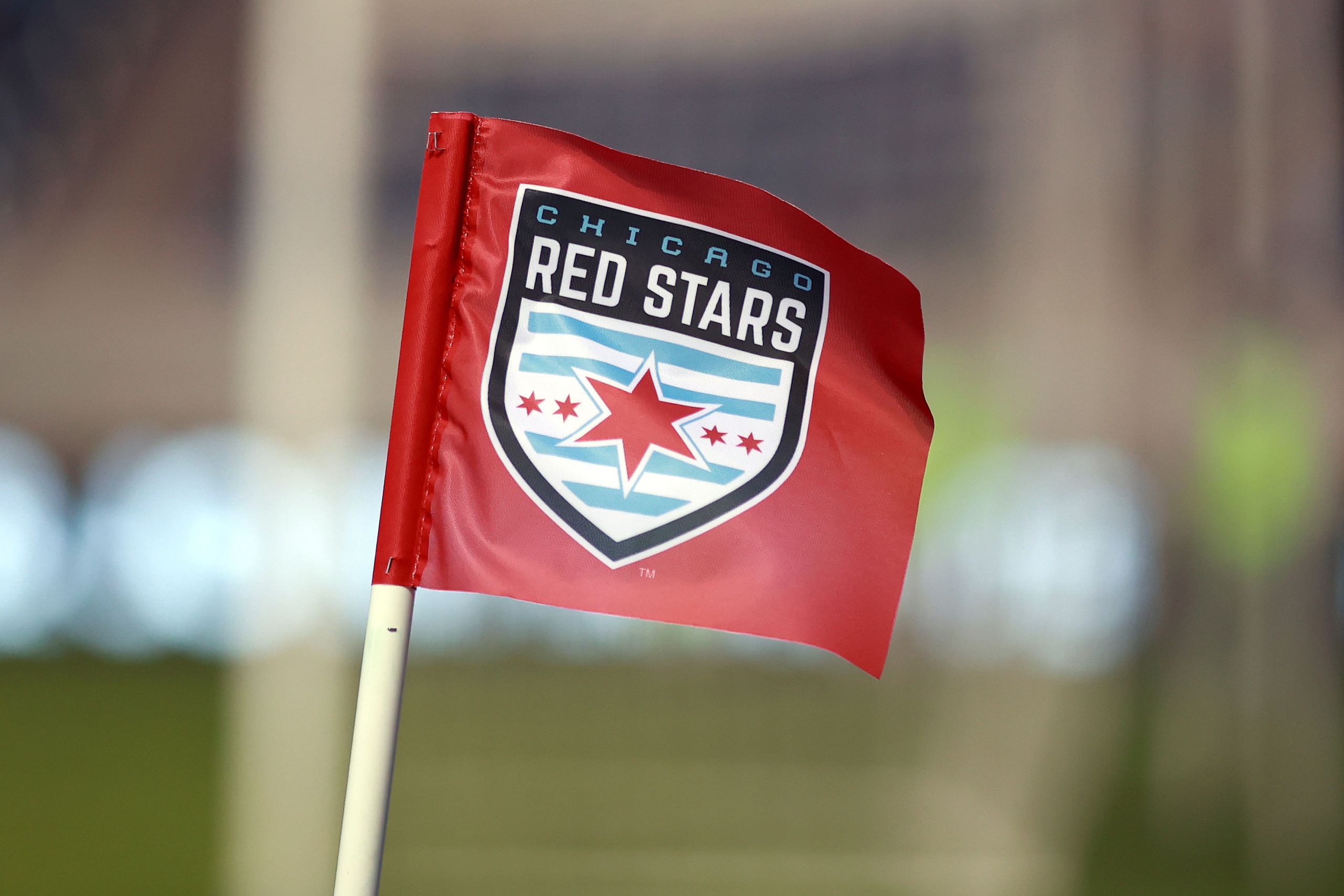 CHICAGO, IL - JUNE 19: A detail view of a Chicago Red Stars corner flag is seen with the Chicago Red Stars logo in action during a game between the Chicago Red Stars and the Washington Spirit on June 19, 2021 at SeatGeek Stadium in Bridgeview, IL. (Photo by Robin Alam/Icon Sportswire via Getty Images)