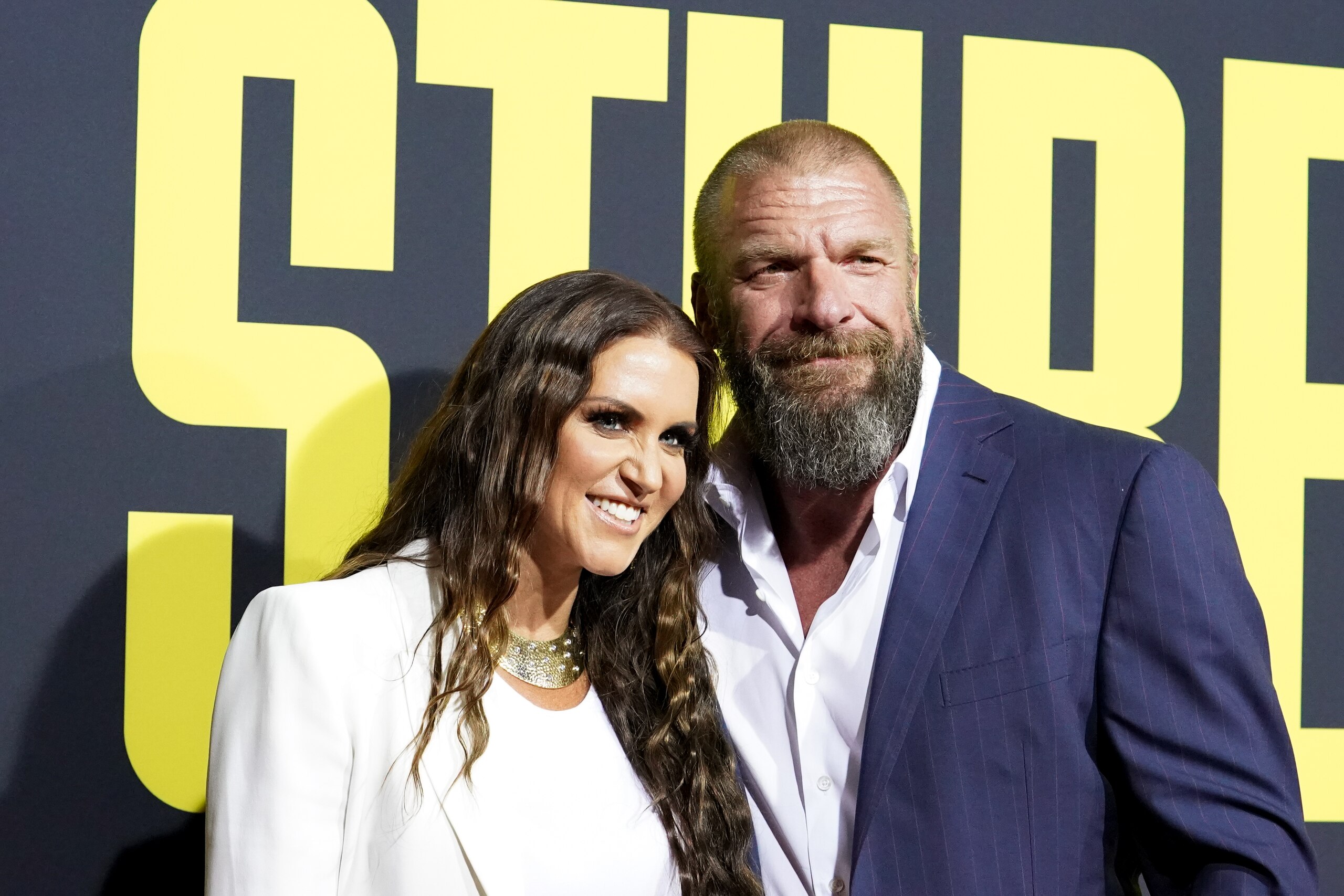 LOS ANGELES, CALIFORNIA - JULY 10: Stephanie McMahon and Paul Levesque attend the premiere of 20th Century Fox's "Stuber" at Regal Cinemas L.A. Live on July 10, 2019 in Los Angeles, California. (Photo by Rachel Luna/WireImage)