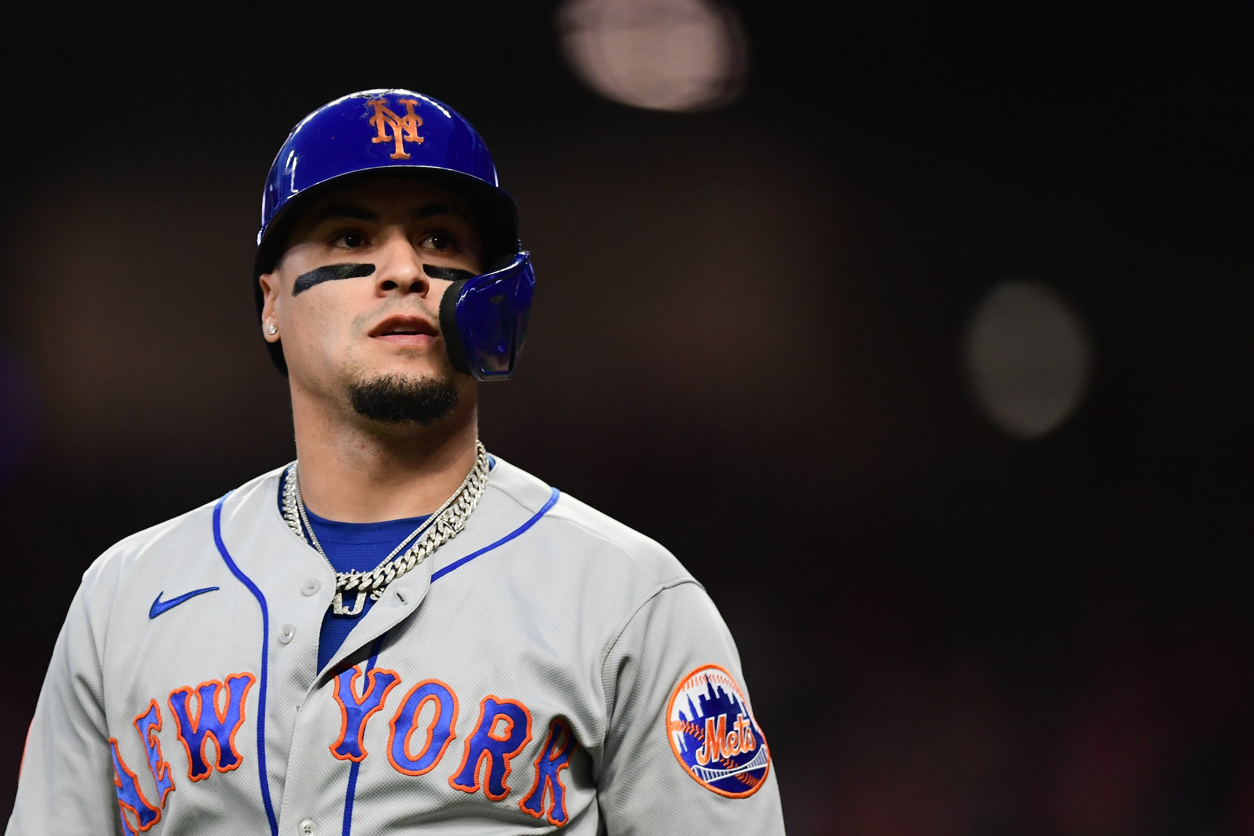ATLANTA, GA - OCTOBER 01: Javier Baez #23 of the New York Mets at Truist Park on October 1, 2021 in Atlanta, Georgia. (Photo by Adam Hagy/Getty Images)