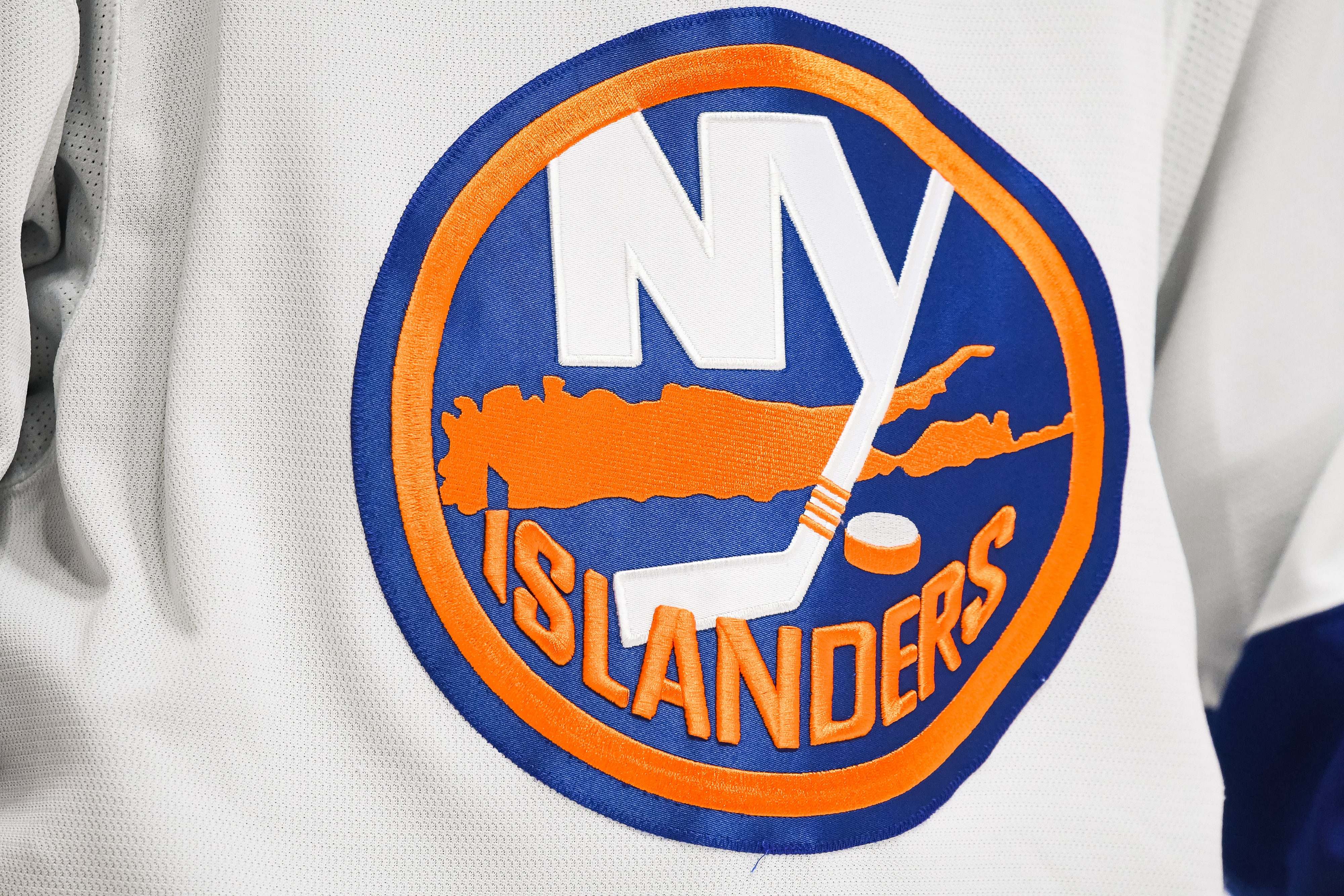MONTREAL, QC - NOVEMBER 04: View of a New York Islanders logo on a jersey during the New York Islanders versus the Montreal Canadiens game on November 04, 2021, at Bell Centre in Montreal, QC (Photo by David Kirouac/Icon Sportswire via Getty Images)