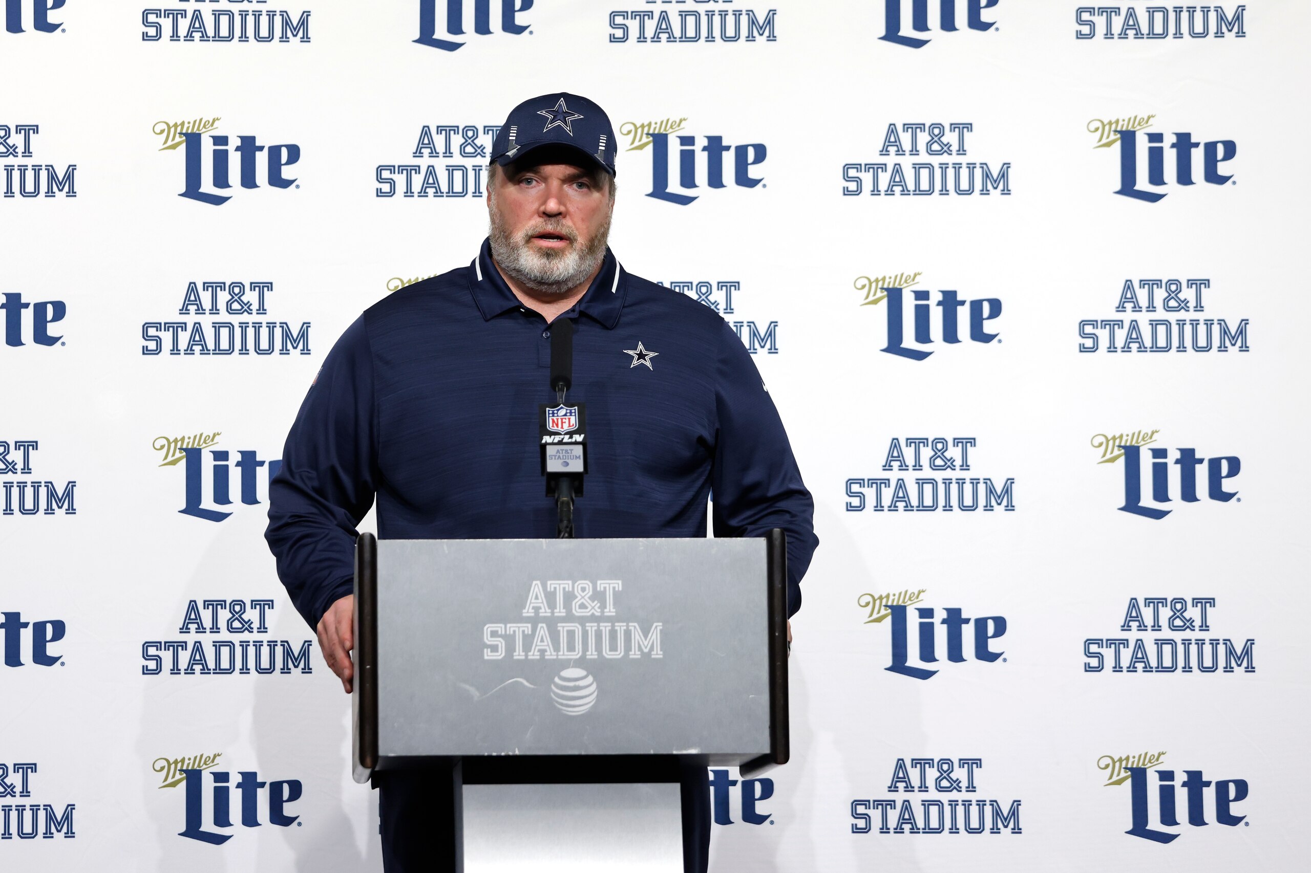 Dallas Cowboys head coach Mike McCarthy speaks during a press conference following an NFL football game against the Las Vegas Raiders in Arlington, Texas, Thursday, Nov, 25, 2021. (AP Photo/Ron Jenkins) Dallas Cowboys head coach Mike McCarthy speaks during a press conference following an NFL football game against the Las Vegas Raiders in Arlington, Texas, Thursday, Nov, 25, 2021. (AP Photo/Ron Jenkins)