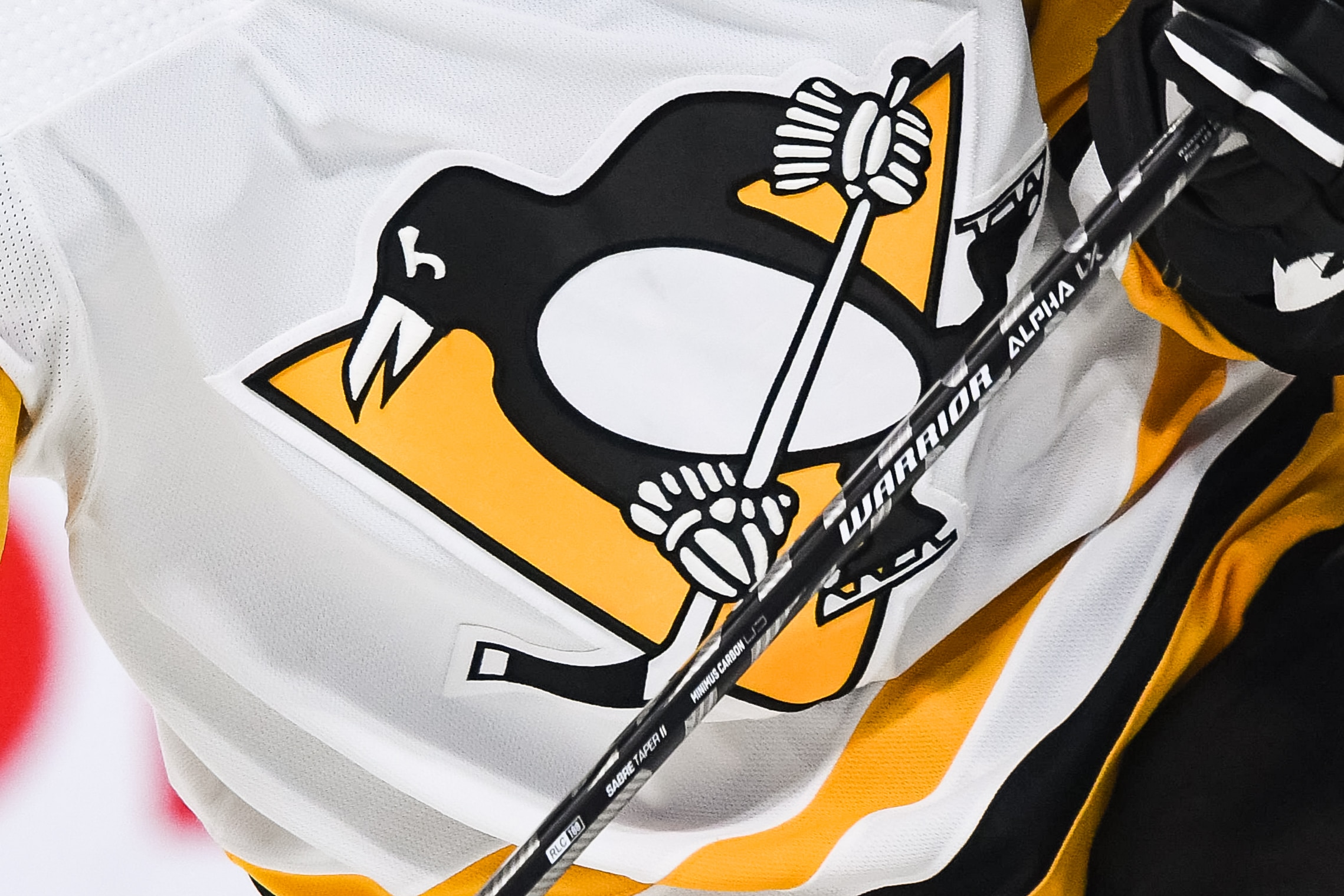 MONTREAL, QC - NOVEMBER 18: View of a Pittsburgh Penguins logo on a jersey during the Pittsburgh Penguins versus the Montreal Canadiens game on November 18, 2021, at Bell Centre in Montreal, QC (Photo by David Kirouac/Icon Sportswire via Getty Images)