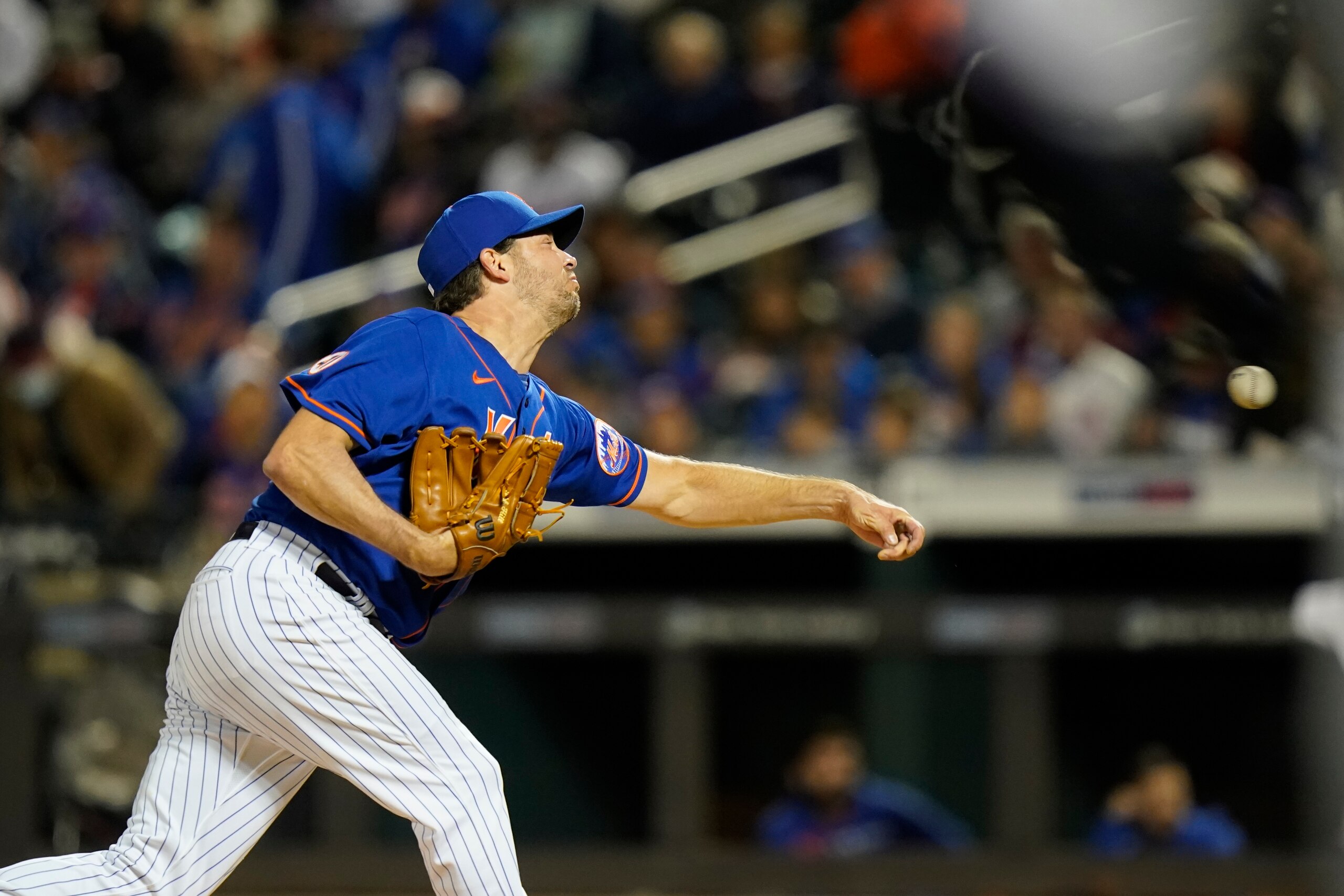 New York Mets' Rich Hill pitches during the first inning of a baseball game against the Miami Marlins, Thursday, Sept. 30, 2021, in New York. (AP Photo/Frank Franklin II)