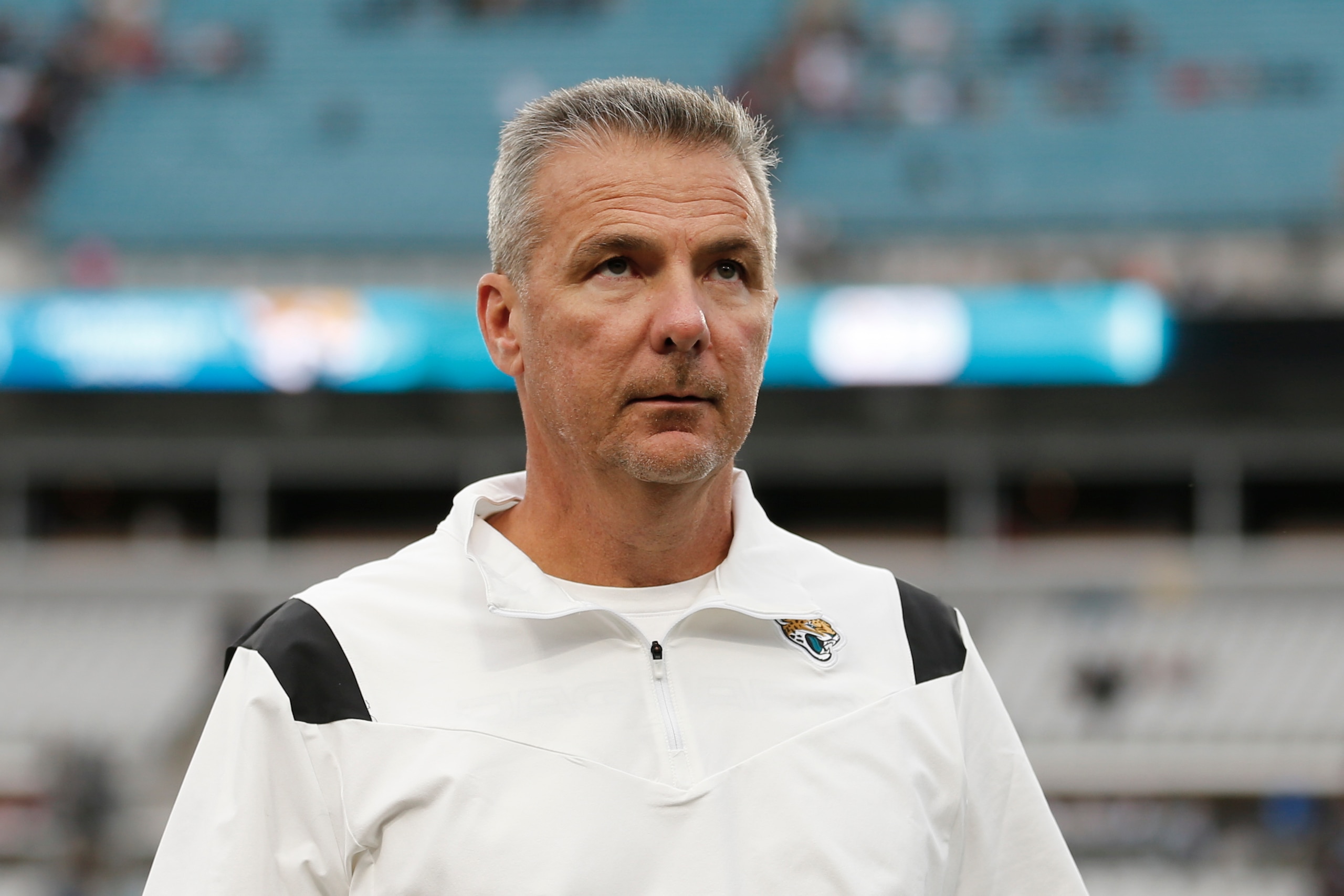 JACKSONVILLE, FL - NOVEMBER 28: Jacksonville Jaguars head coach Urban Meyer during the game between the Atlanta Falcons and the Jacksonville Jaguars on November 28, 2021 at TIAA Bank Field in Jacksonville, Fl. (Photo by David Rosenblum/Icon Sportswire via Getty Images)