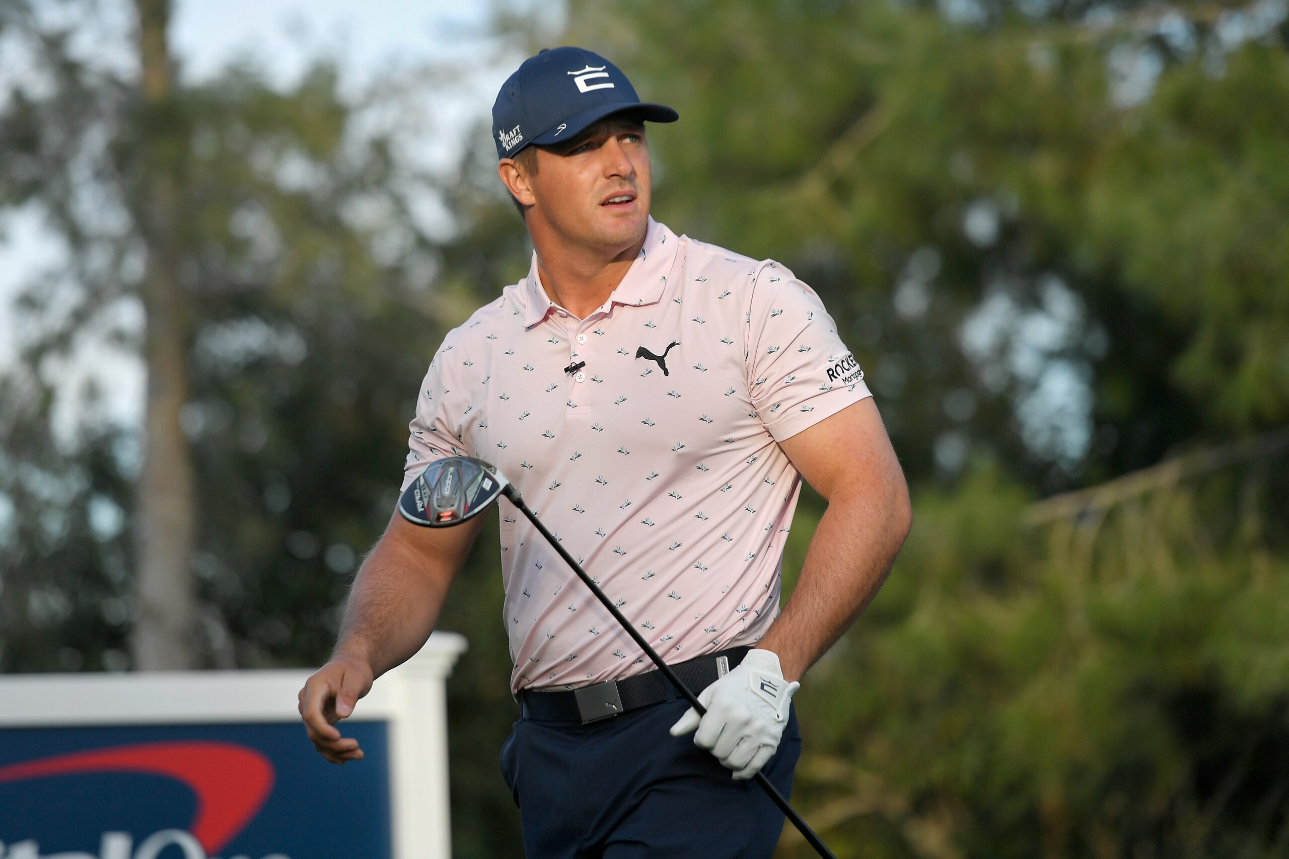 LAS VEGAS, NEVADA - NOVEMBER 26: Bryson DeChambeau follows his shot on the tenth tee during Capital One's The Match V: Bryson v Brooks at Wynn Golf Course on November 26, 2021 in Las Vegas, Nevada. (Photo by David Becker/Getty Images for The Match)