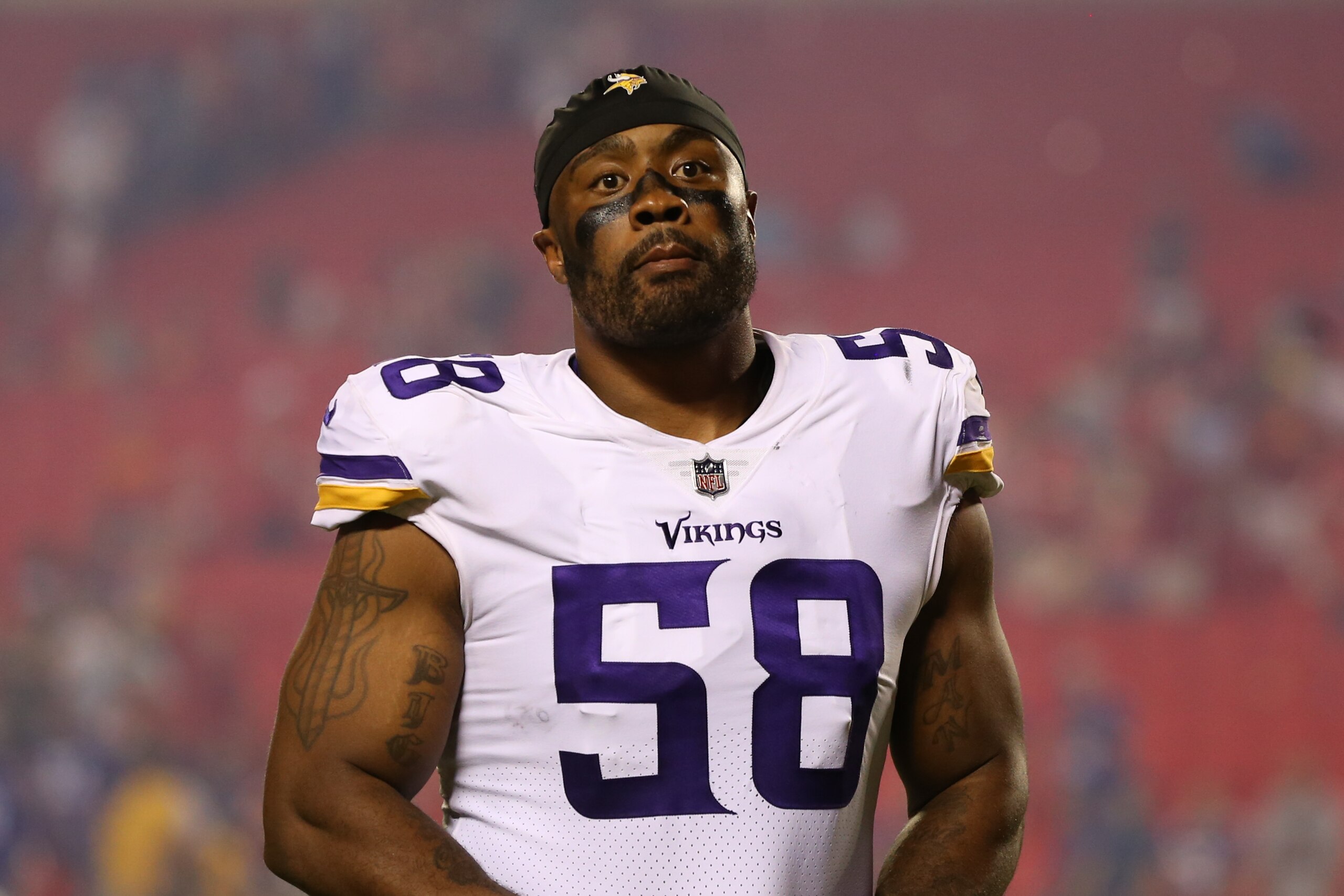 KANSAS CITY, MO - AUGUST 27: Minnesota Vikings defensive end Everson Griffen (58) during an NFL preseason game between the Minnesota Vikings and Kansas City Chiefs on Aug 27, 2021 at GEHA Field at Arrowhead Stadium in Kansas City, MO. (Photo by Scott Winters/Icon Sportswire via Getty Images)