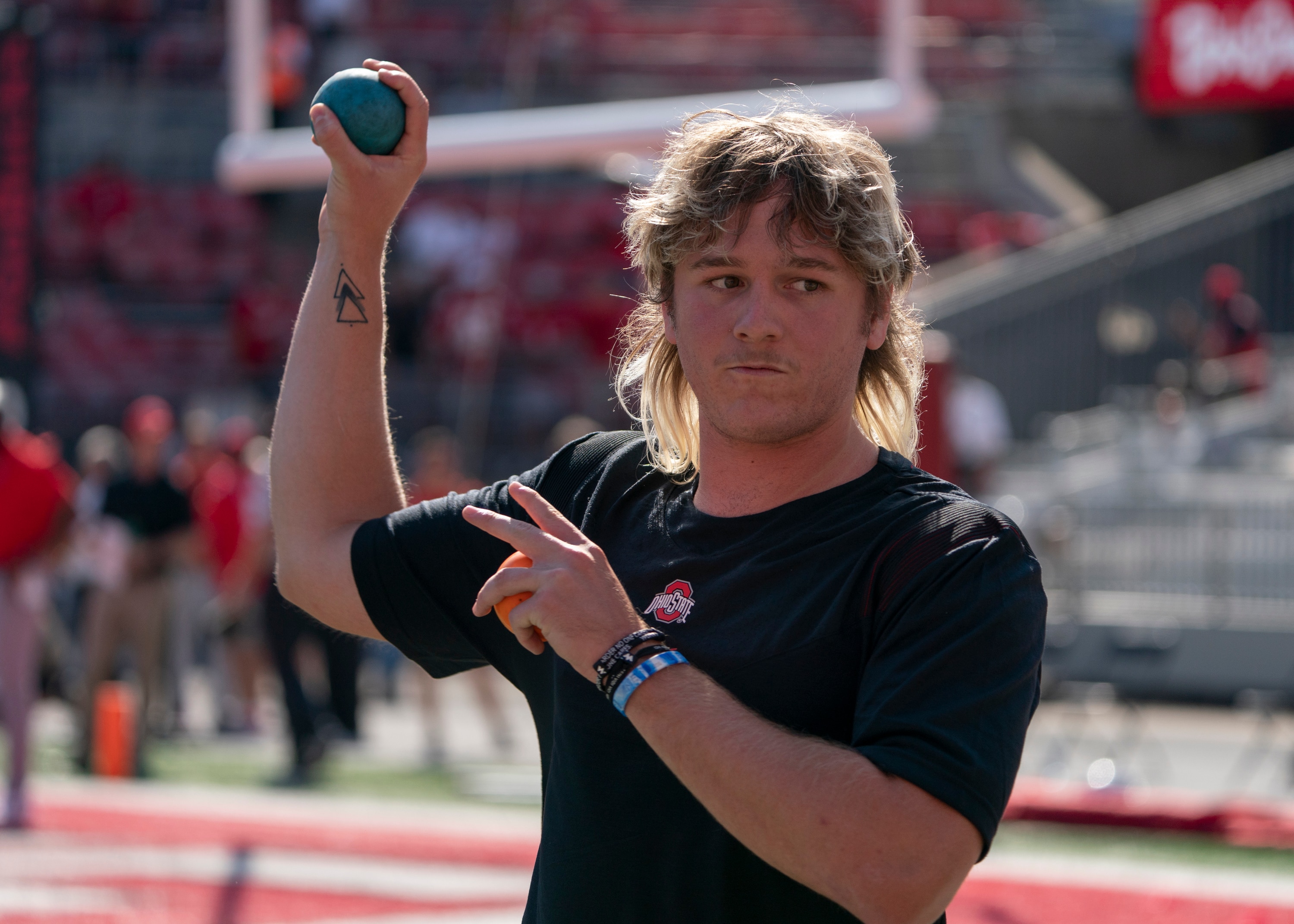 COLUMBUS, OH - SEPTEMBER 11: Quarterback Quinn Ewers #3 of the Ohio State Buckeyes warming up before the game between the Ohio State Buckeyes and the Oregon Ducks at Ohio Stadium in Columbus, Ohio on September 11, 2021. (Photo by Jason Mowry/Icon Sportswire via Getty Images)