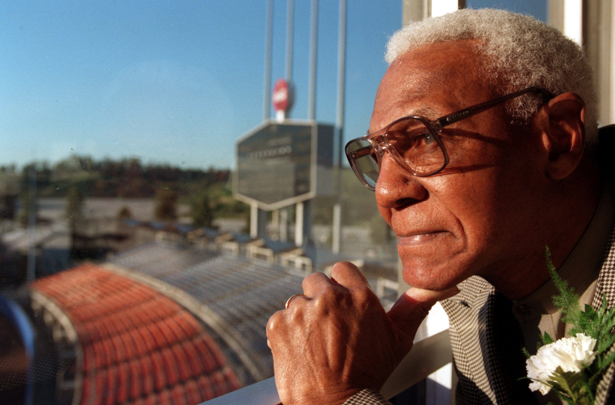 SP.Negro League.3.0311.GF.8. John (Buck) O'Neil, former baseball player with Kansas City of Negro LeagueÂÂphotographed at Dodger Stadium  (Photo by Gary Friedman/Los Angeles Times via Getty Images)