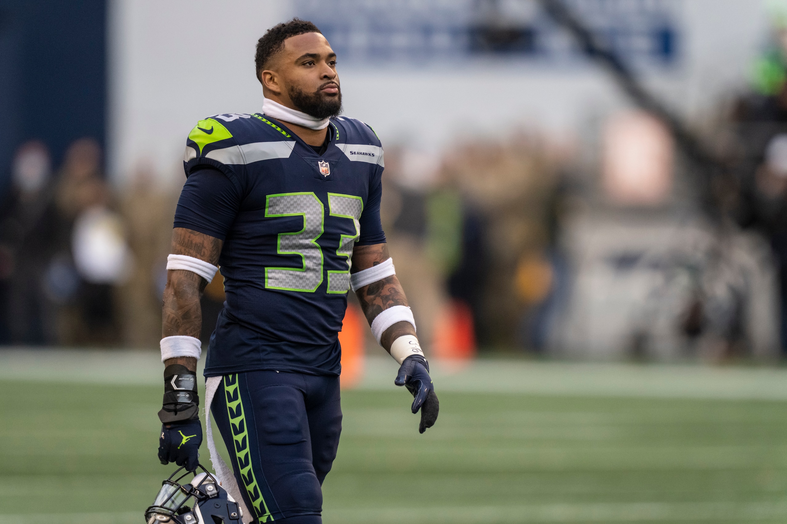 Seattle Seahawks defensive back Jamal Adams is pictured during an NFL football game against the Arizona Cardinals, Sunday, Nov. 21, 2021, in Seattle. The Cardinals won 23-13. (AP Photo/Stephen Brashear)
