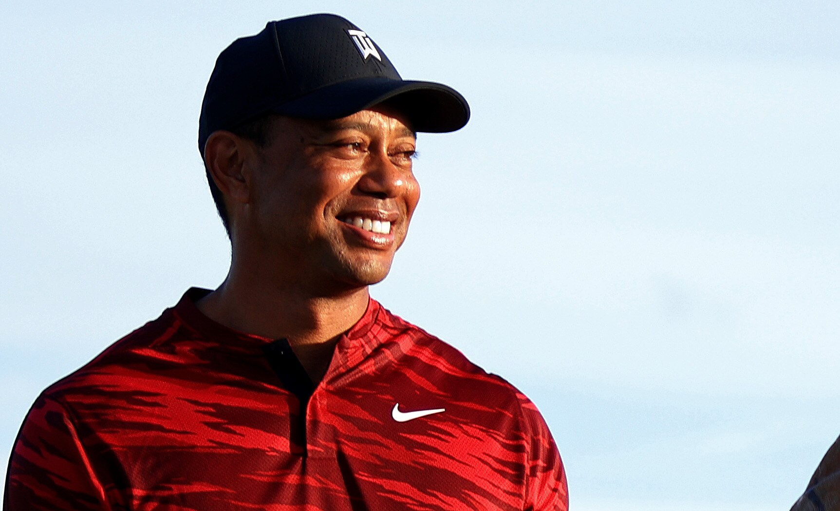 NASSAU, BAHAMAS - DECEMBER 05: Tiger Woods of the United States looks on during the trophy ceremony after the final round of the Hero World Challenge at Albany Golf Course on December 05, 2021 in Nassau, . (Photo by Mike Ehrmann/Getty Images)