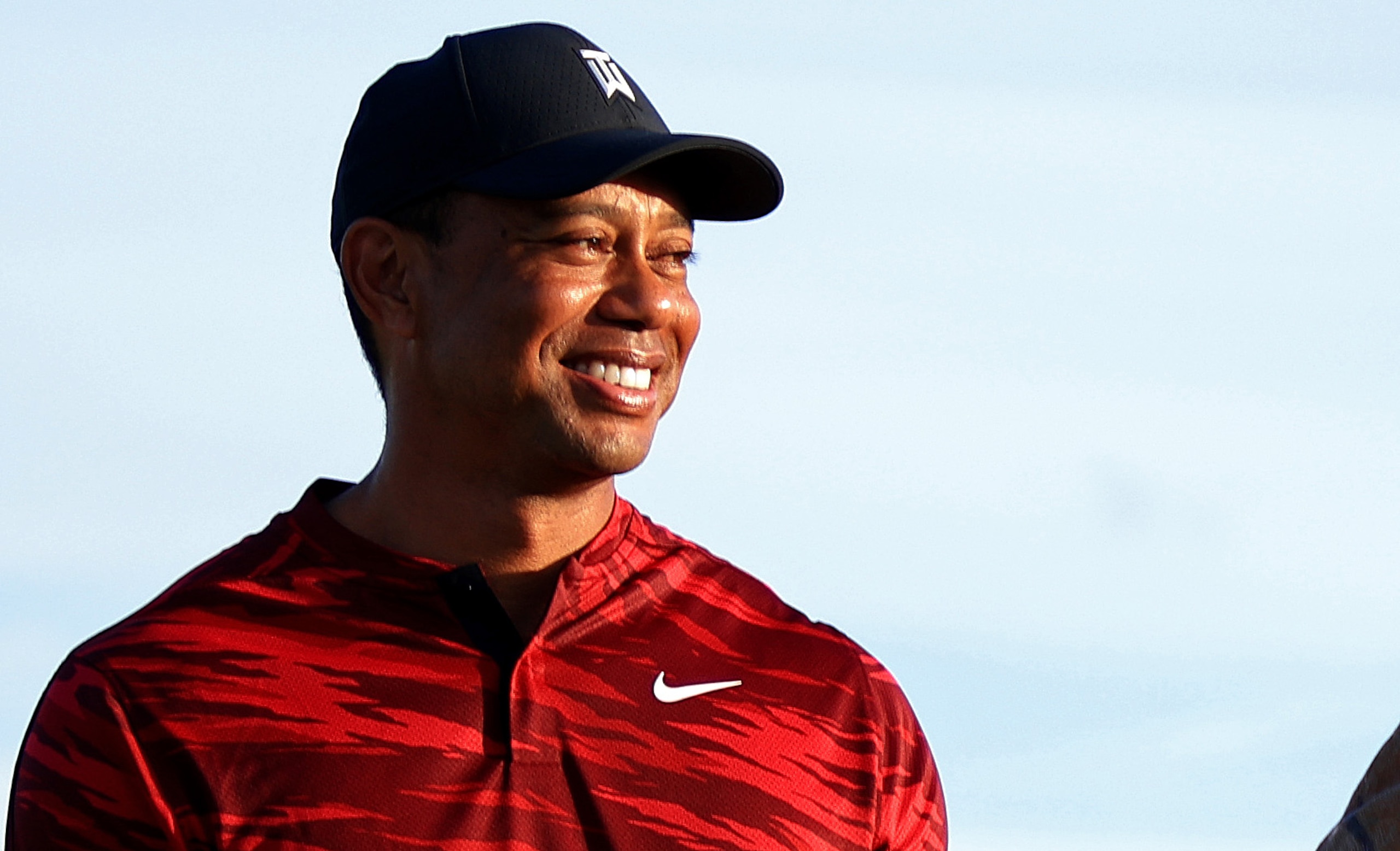 NASSAU, BAHAMAS - DECEMBER 05: Tiger Woods of the United States looks on during the trophy ceremony after the final round of the Hero World Challenge at Albany Golf Course on December 05, 2021 in Nassau, . (Photo by Mike Ehrmann/Getty Images)