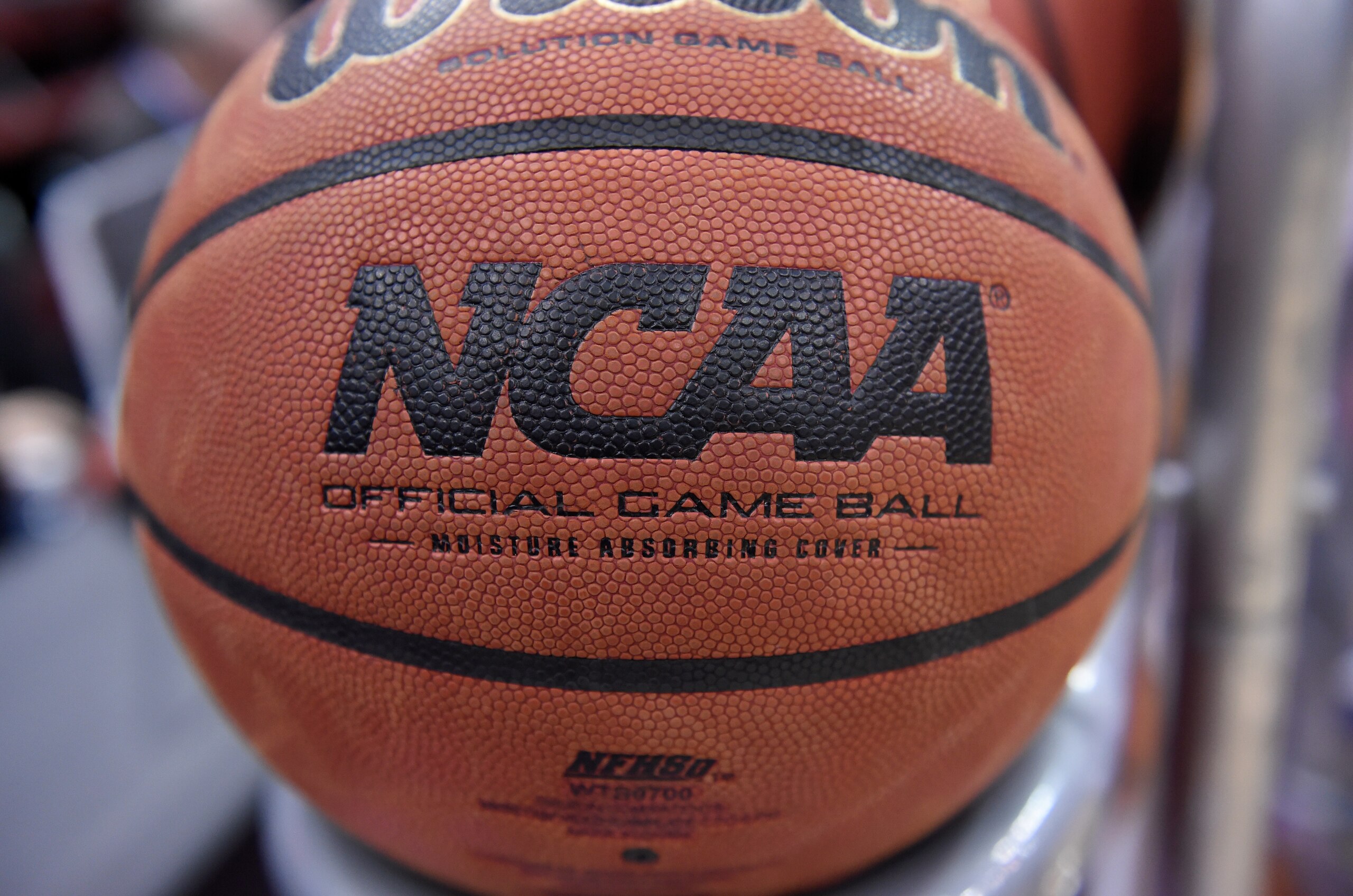 NEWARK, NJ - DECEMBER 19: The NCAA logo on a basketball at the Prudential Center before the game between the Maryland Terrapins and the Seton Hall Pirates on December 19, 2019 in Newark, New Jersey. (Photo by G Fiume/Maryland Terrapins/Getty Images) NEWARK, NJ - DECEMBER 19: The NCAA logo on a basketball at the Prudential Center before the game between the Maryland Terrapins and the Seton Hall Pirates on December 19, 2019 in Newark, New Jersey. (Photo by G Fiume/Maryland Terrapins/Getty Images)