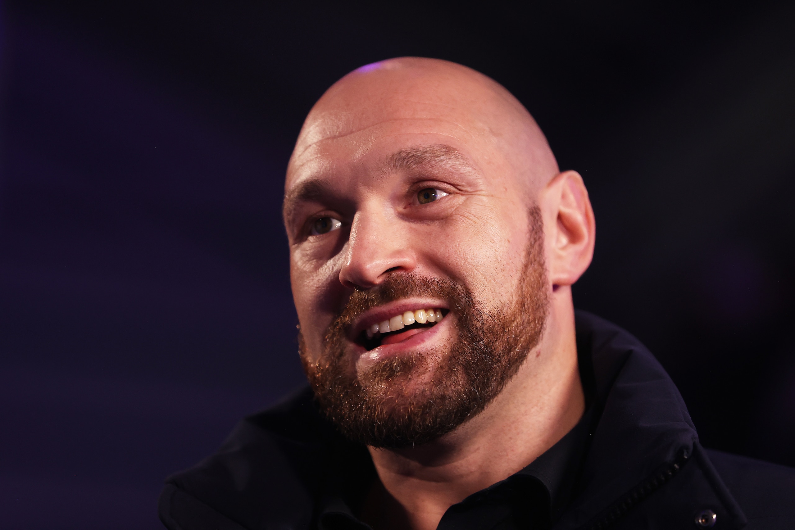 LONDON, ENGLAND - DECEMBER 03: Tyson Fury looks on prior to the Featherweight fight between Isaac Lowe and Luis Alberto Lopez as part of the MTK fight night at York Hall on December 03, 2021 in London, England. (Photo by James Chance/Getty Images)
