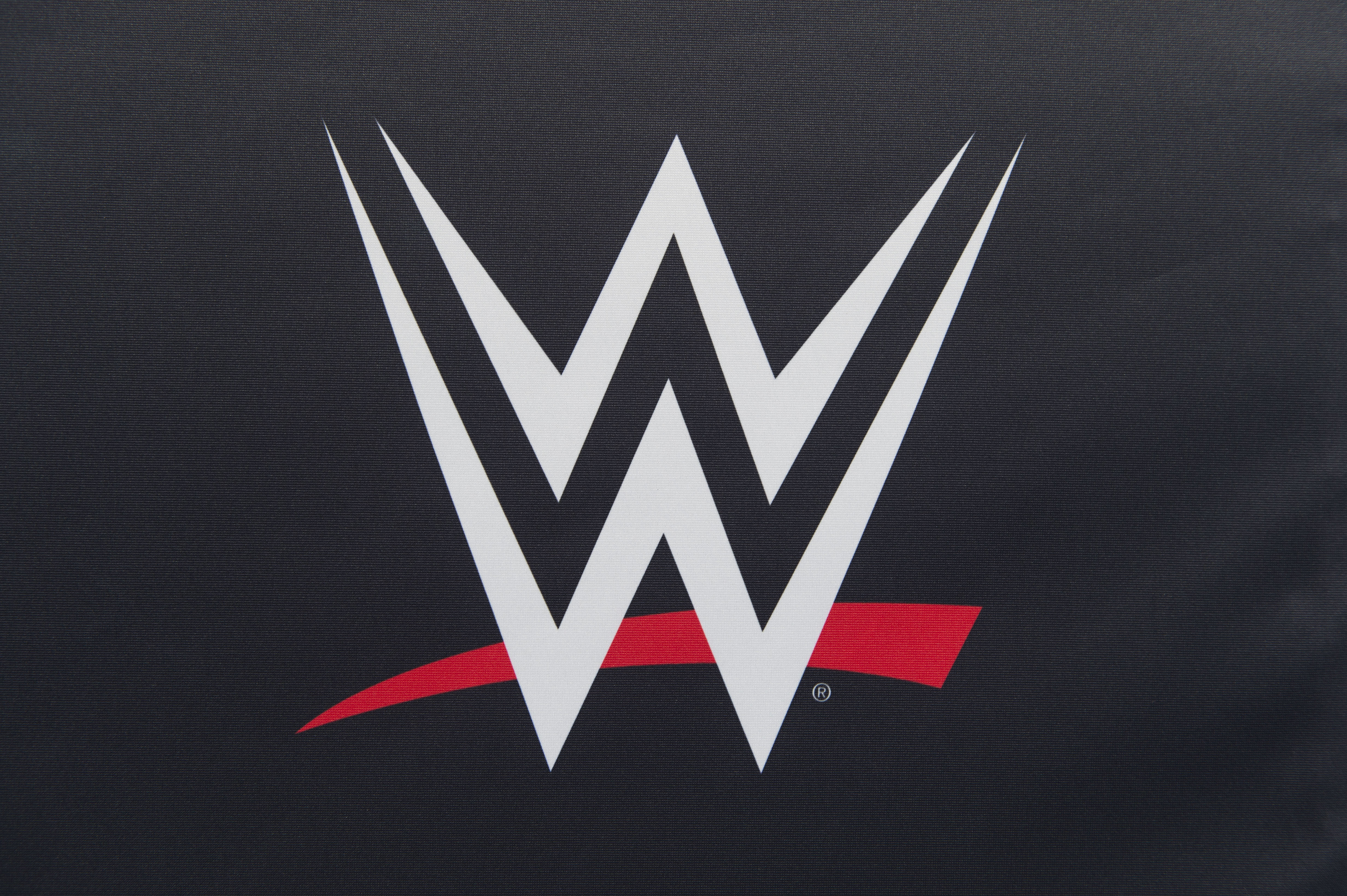 COLOGNE, GERMANY - NOVEMBER 07: A WWE Logo at the WWE Live Tryout  at the Motorworld on November 7, 2018 in Cologne, Germany. (Photo by Marc Pfitzenreuter/Getty Images)