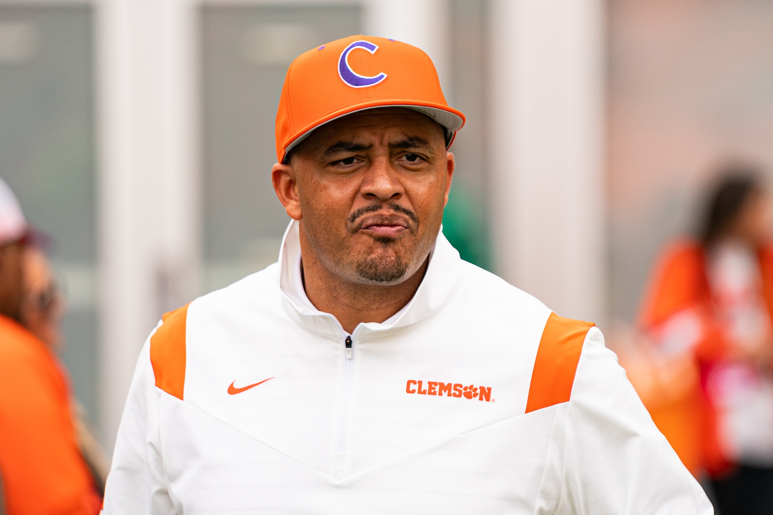 CLEMSON, SOUTH CAROLINA - OCTOBER 30: Clemson Tigers offensive coordinator Tony Elliott looks on before their game against the Florida State Seminoles at Clemson Memorial Stadium on October 30, 2021 in Clemson, South Carolina. (Photo by Jacob Kupferman/Getty Images)