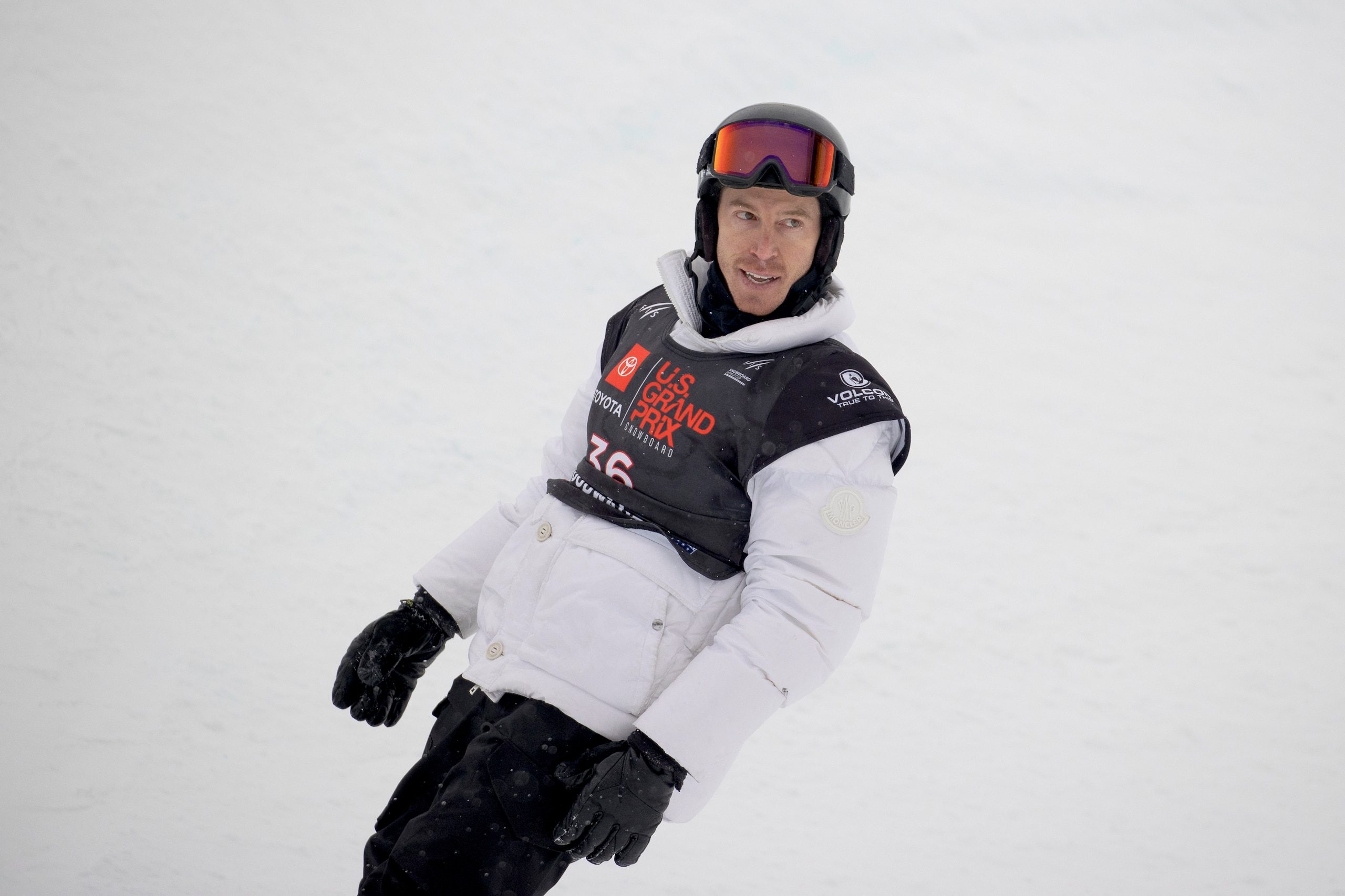 Shaun White, of United States, reacts following a qualifying run on the halfpipe Thursday, Dec. 9, 2021, at the U.S. Grand Prix snowboarding event at Copper Mountain, Colo. (AP Photo/Hugh Carey) Shaun White, of United States, reacts following a qualifying run on the halfpipe Thursday, Dec. 9, 2021, at the U.S. Grand Prix snowboarding event at Copper Mountain, Colo. (AP Photo/Hugh Carey)