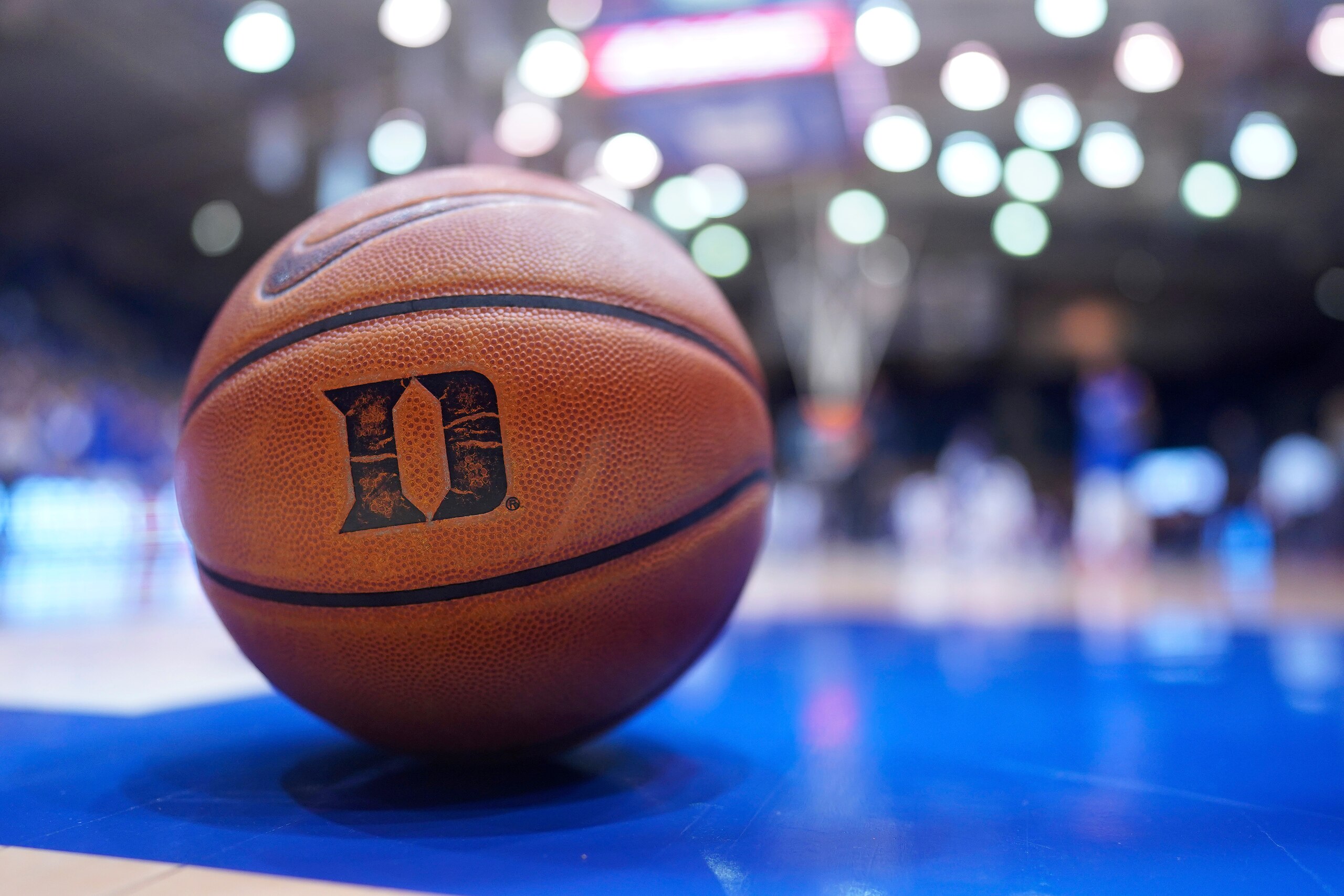 DURHAM, NORTH CAROLINA - NOVEMBER 15: A Duke Blue Devils basketball with the logo before their game against the Georgia State Panthers at Cameron Indoor Stadium on November 15, 2019 in Durham, North Carolina. (Photo by Jacob Kupferman/Getty Images)