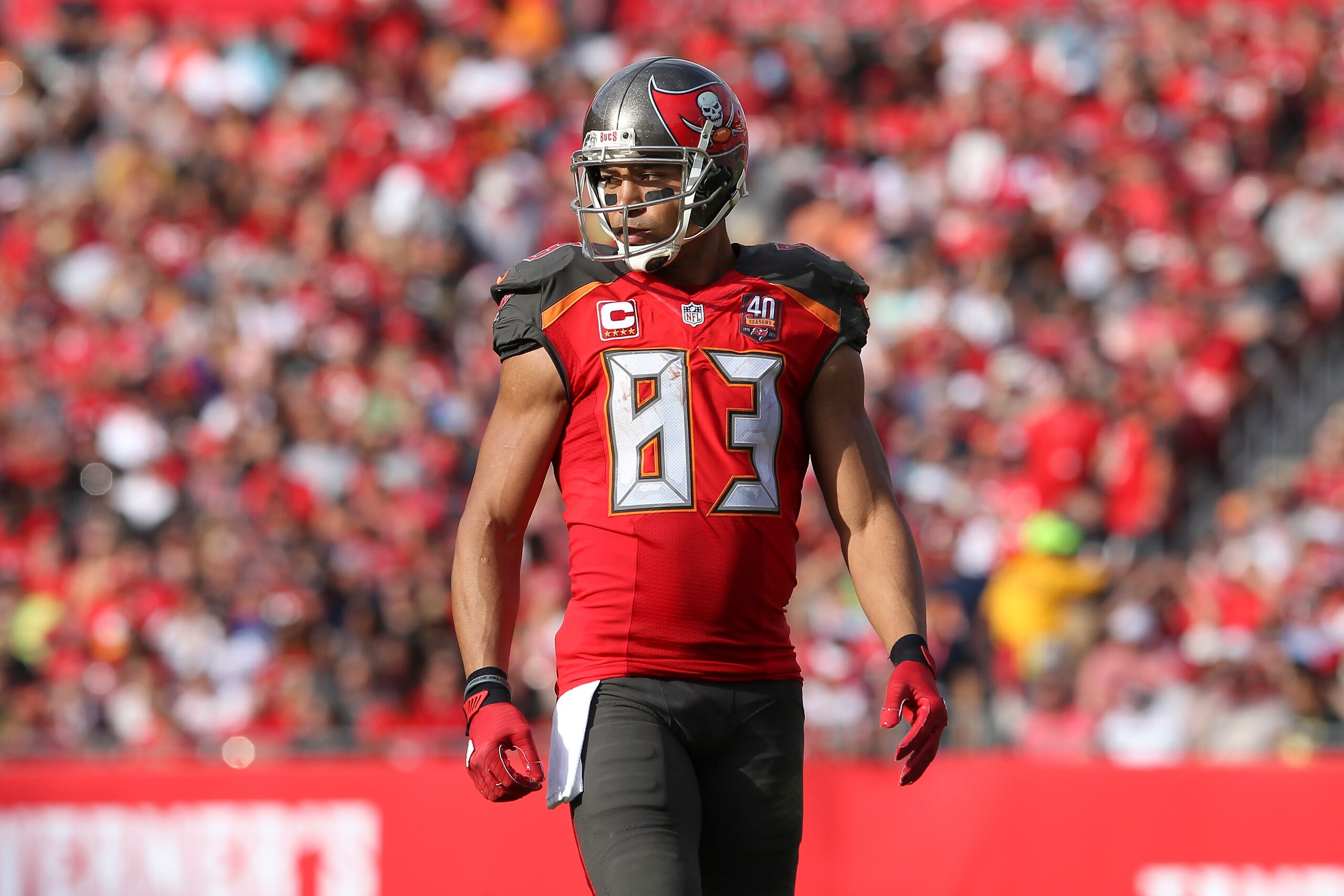 06 December 2015: Tampa Bay Buccaneers wide receiver Vincent Jackson (83) during the NFL game between the Atlanta Falcons and Tampa Bay Buccaneers at Raymond James Stadium in Tampa, FL. (Photo by Mark LoMoglio/Icon Sportswire) (Photo by Mark LoMoglio/Icon Sportswire/Corbis/Icon Sportswire via Getty Images)