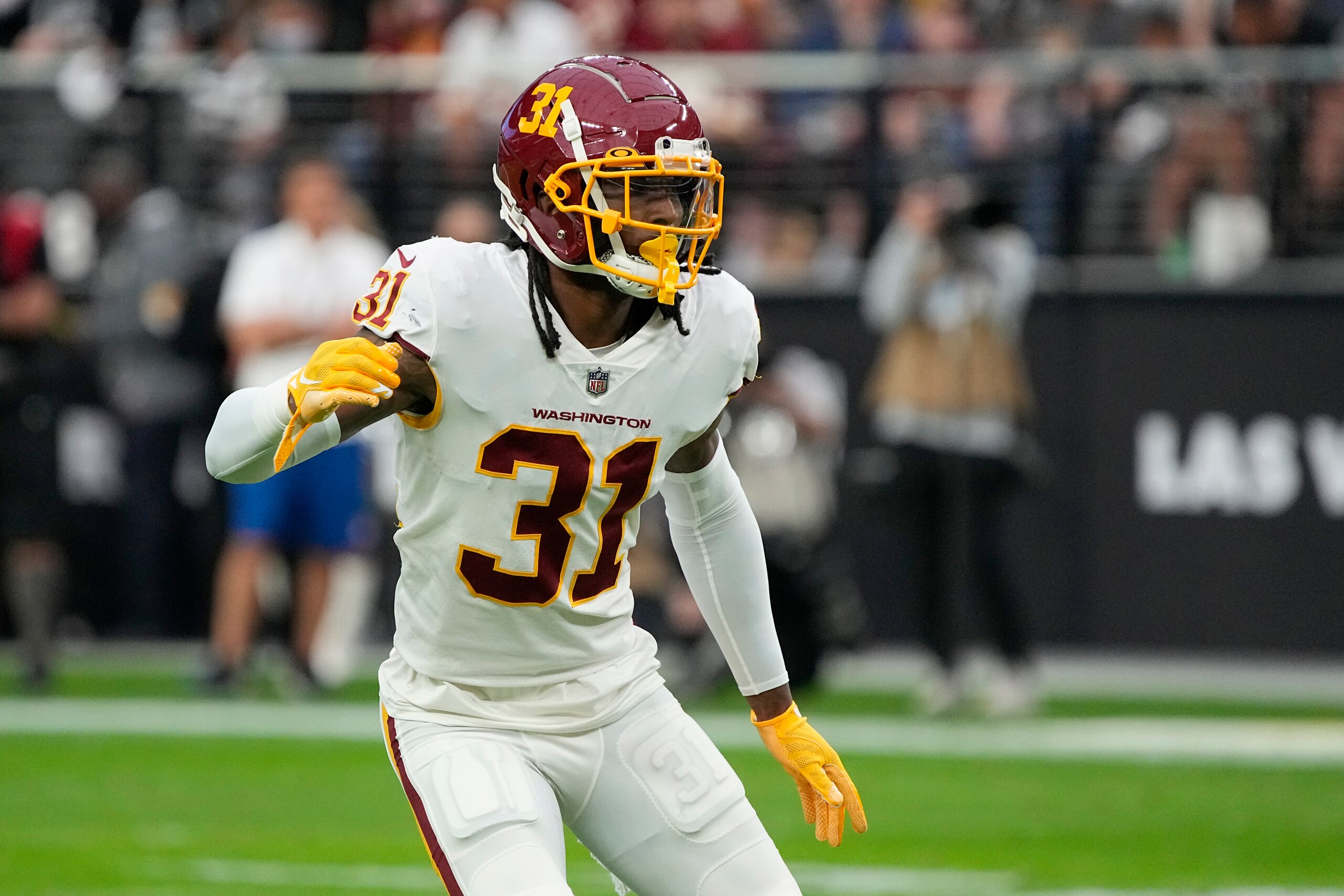 Washington Football Team free safety Kamren Curl (31) during the second half of an NFL football game against the Las Vegas Raiders, Sunday, Dec. 5, 2021, in Las Vegas. (AP Photo/Rick Scuteri)