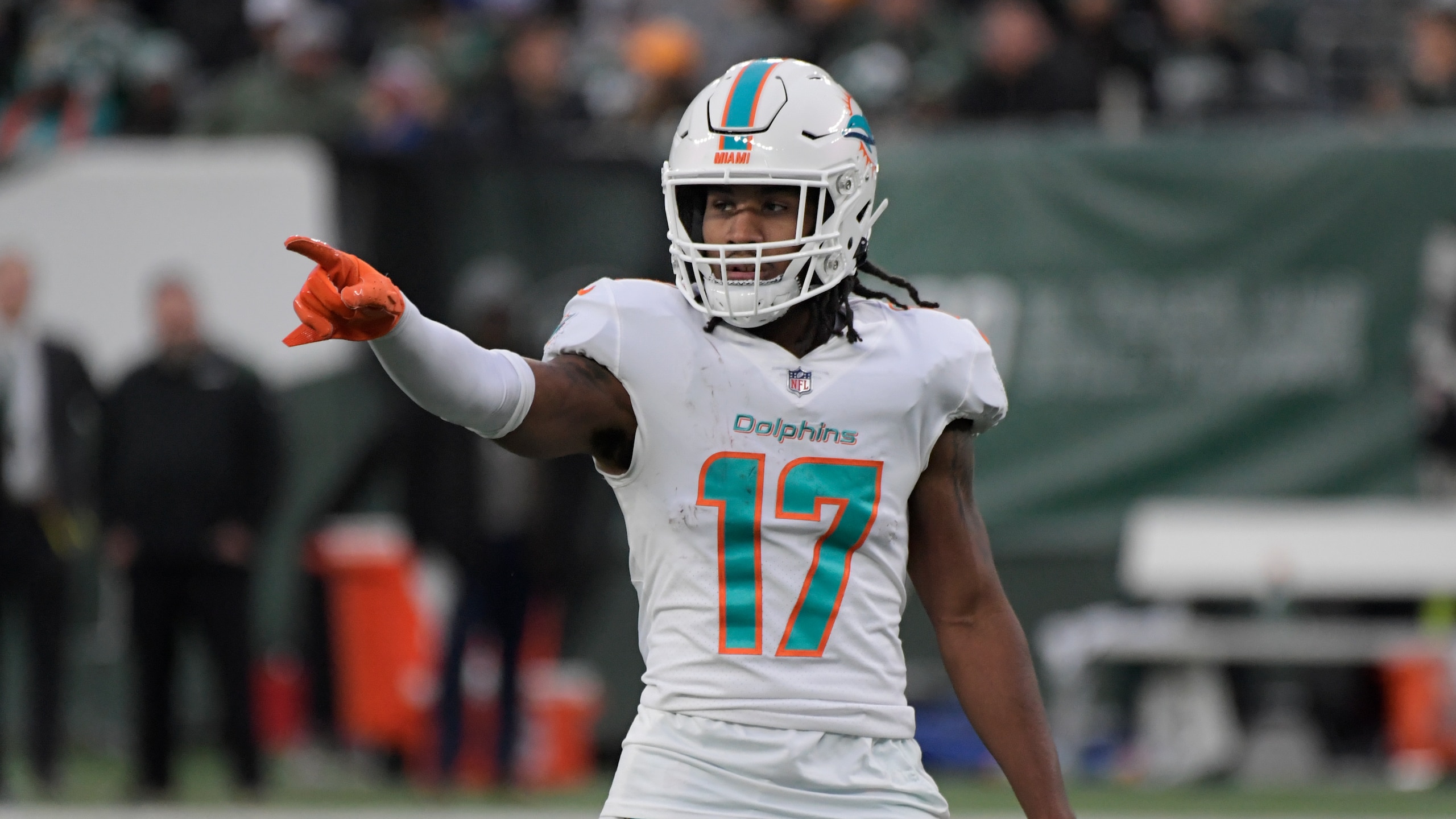 Miami Dolphins' Jaylen Waddle during the second half of an NFL football game against the New York Jets, Sunday, Nov. 21, 2021, in East Rutherford, N.J. (AP Photo/Bill Kostroun)